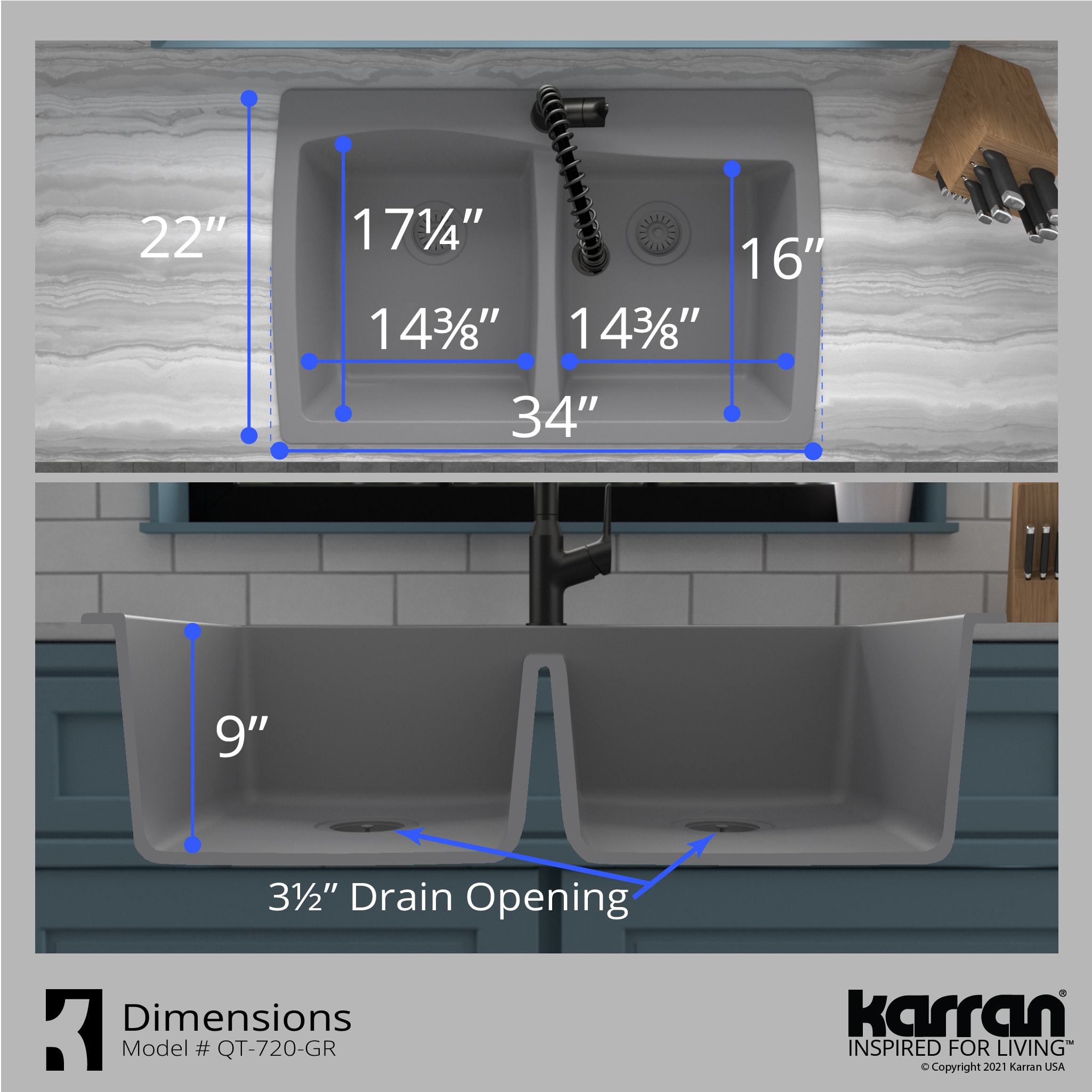 Karran QT-720-GR-PK1 Kitchen-Sinks - View #9