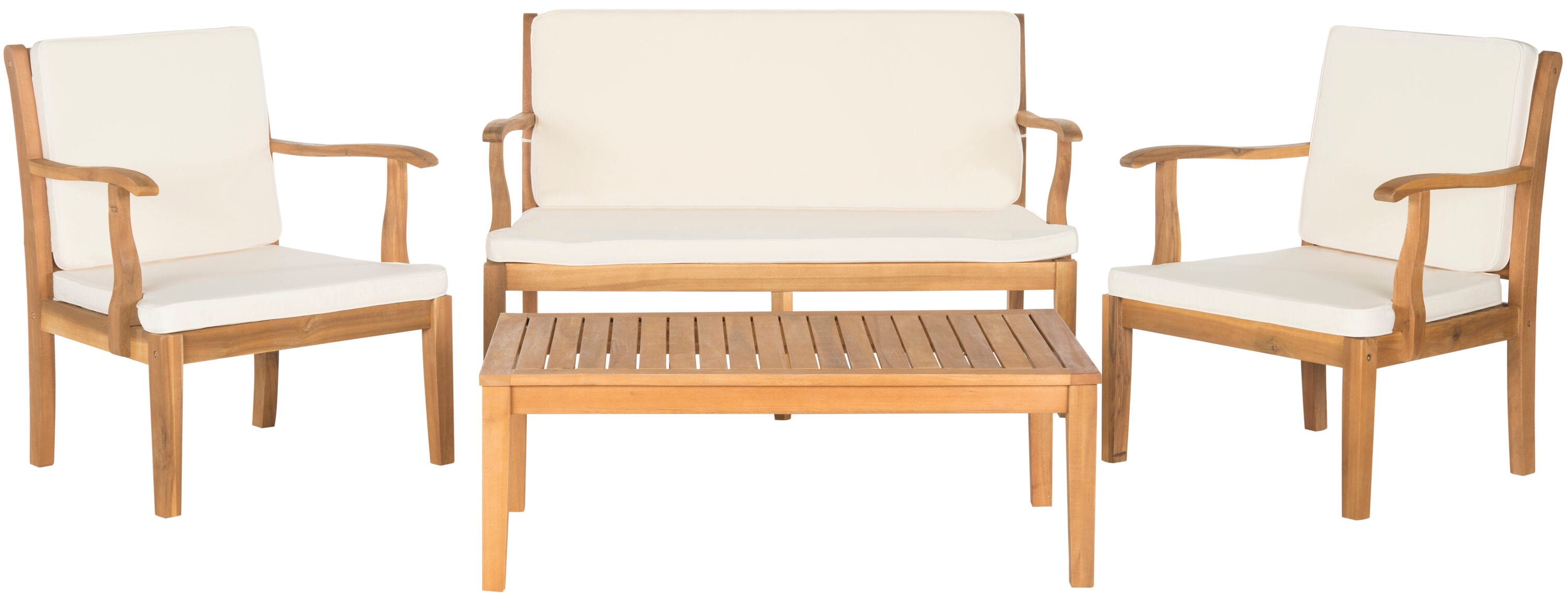 Montclair Natural Acacia Wood 4-Piece Outdoor Living Set with Beige Cushions