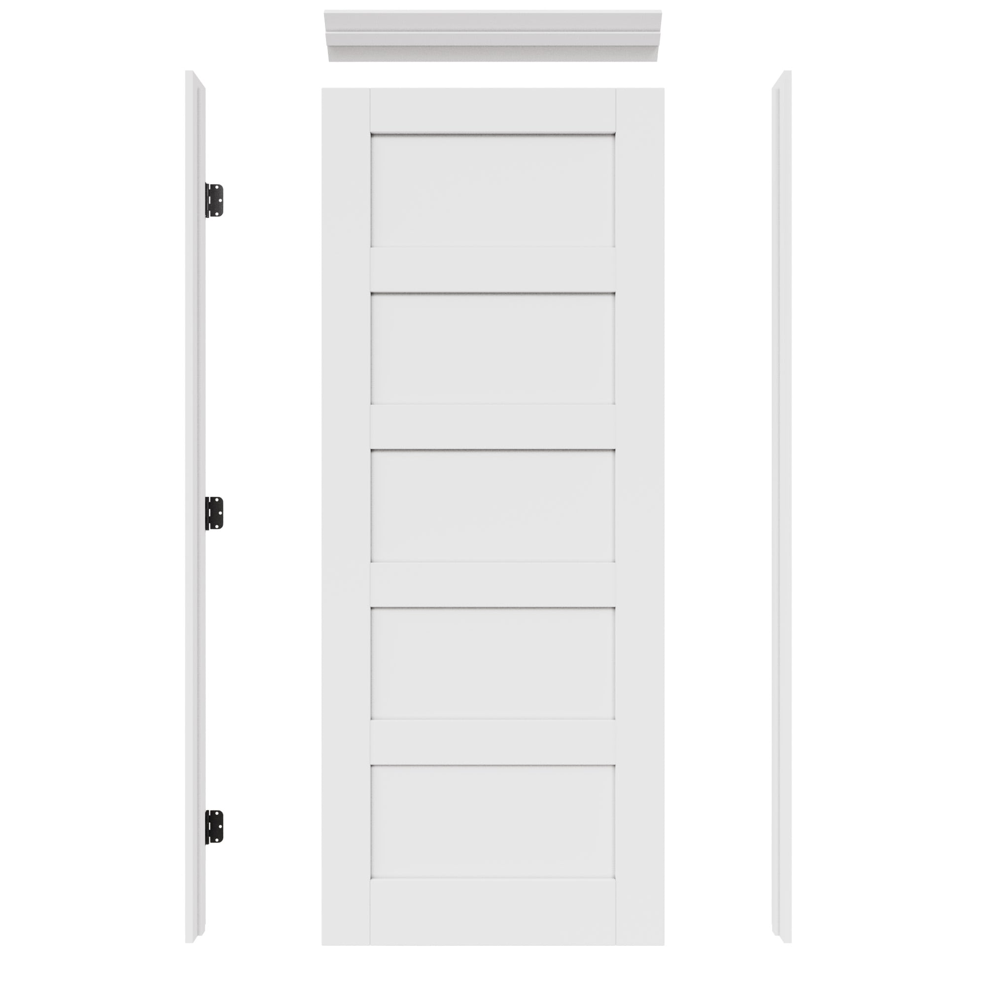 JUJUBON IN-PREPR-M-WGXB-32R 32-in x 80-in White Quickly Assemble Jamb Solid core 5-panel square Right hand Smooth Prefinished MDF Flat Jamb Single Prehung Interior Door