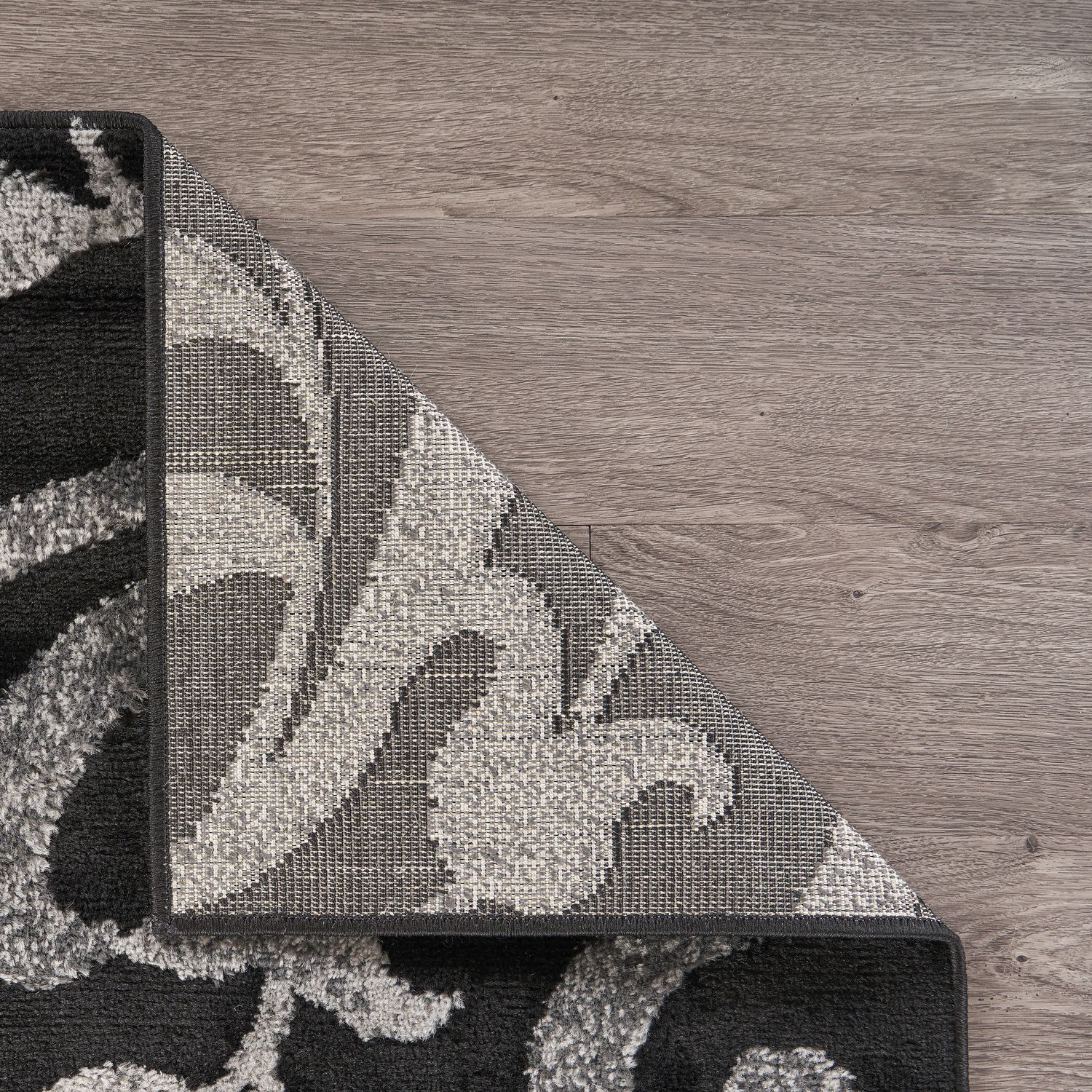 Grace Black and Gray Floral Synthetic Indoor Area Rug