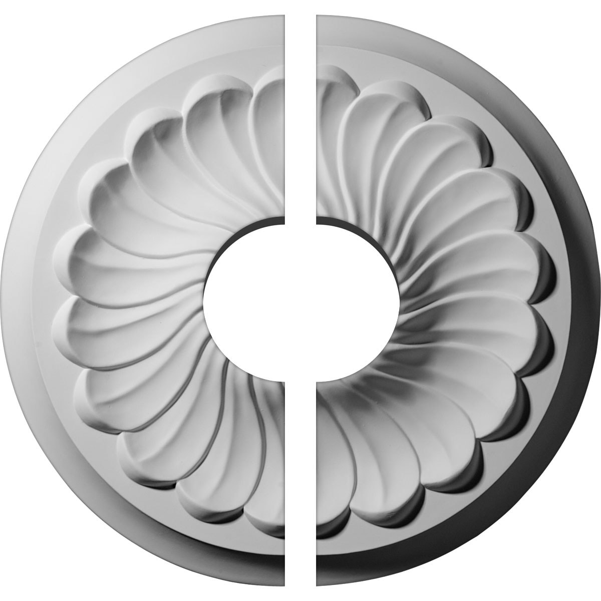 Ekena Millwork CM12FL2-03500 Flower 12.25-in W x 12.25-in L Traditional White Urethane Split Ceiling Medallion
