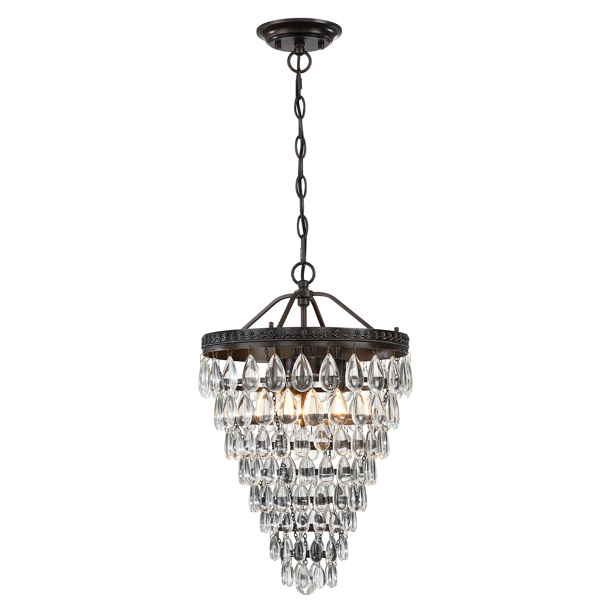 WELLFOR TC Chandelier 3-Light Oil-Rubbed Bronze Modern/Contemporary Dry ...