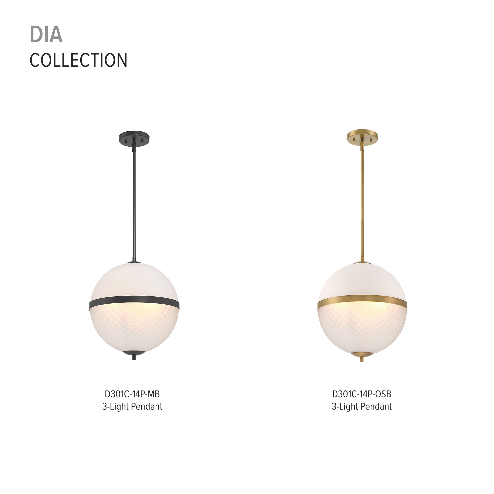Dia Matte Black and Brass Glass Pendant Light