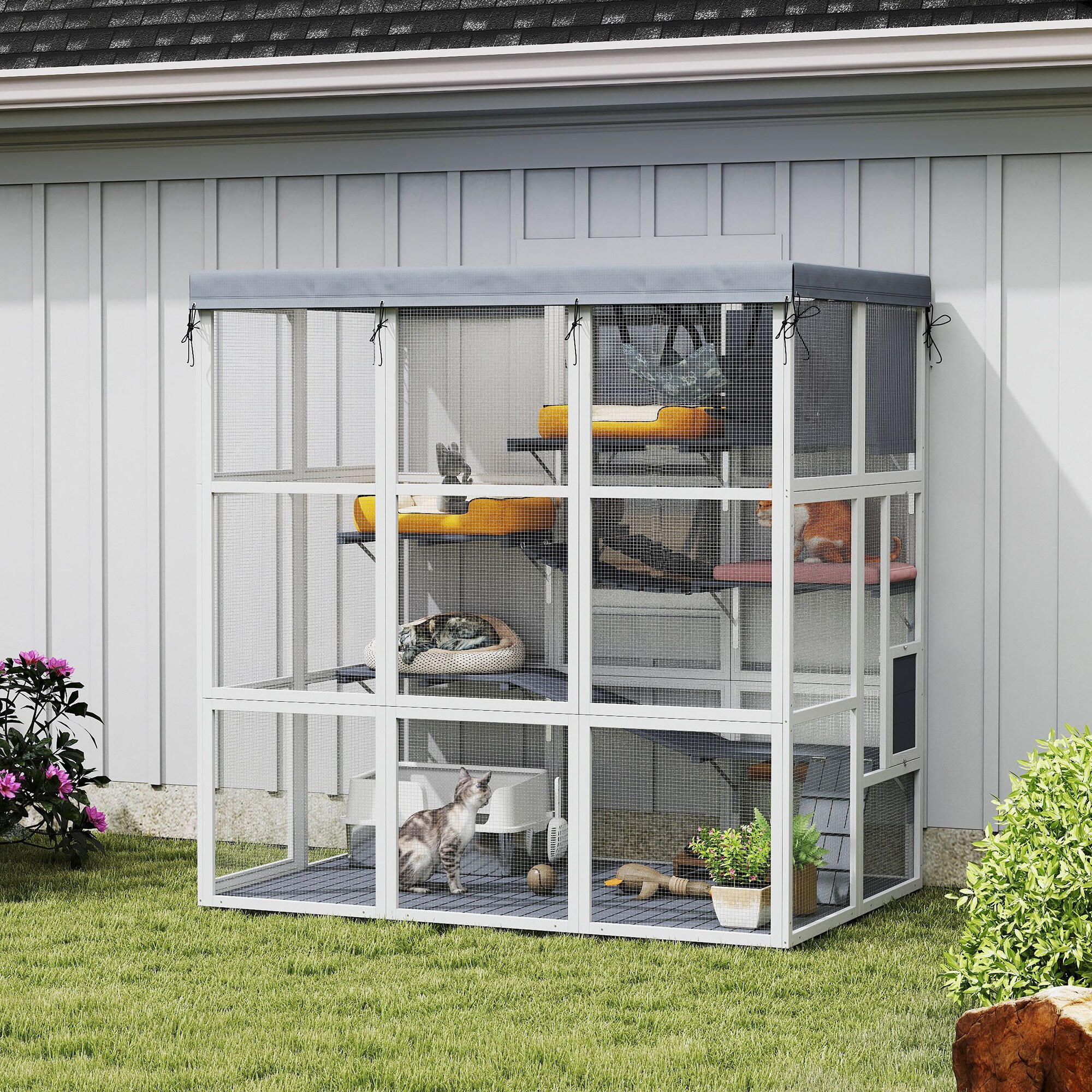 PawHut D32-033V00GY Dog-Houses - View #2