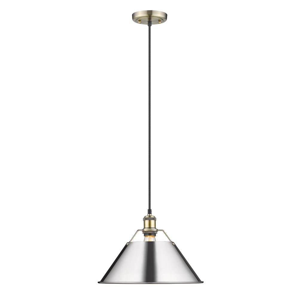 Golden Lighting 3306-L AB-CH Orwell Aged Brass Modern/contemporary Dome Medium Hanging Pendant light