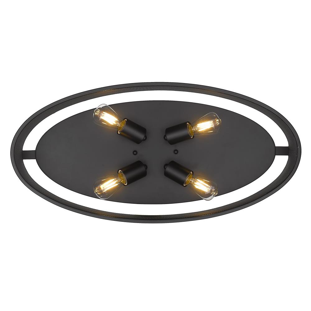 Matte Black 24" Glass Flush Mount Light Fixture