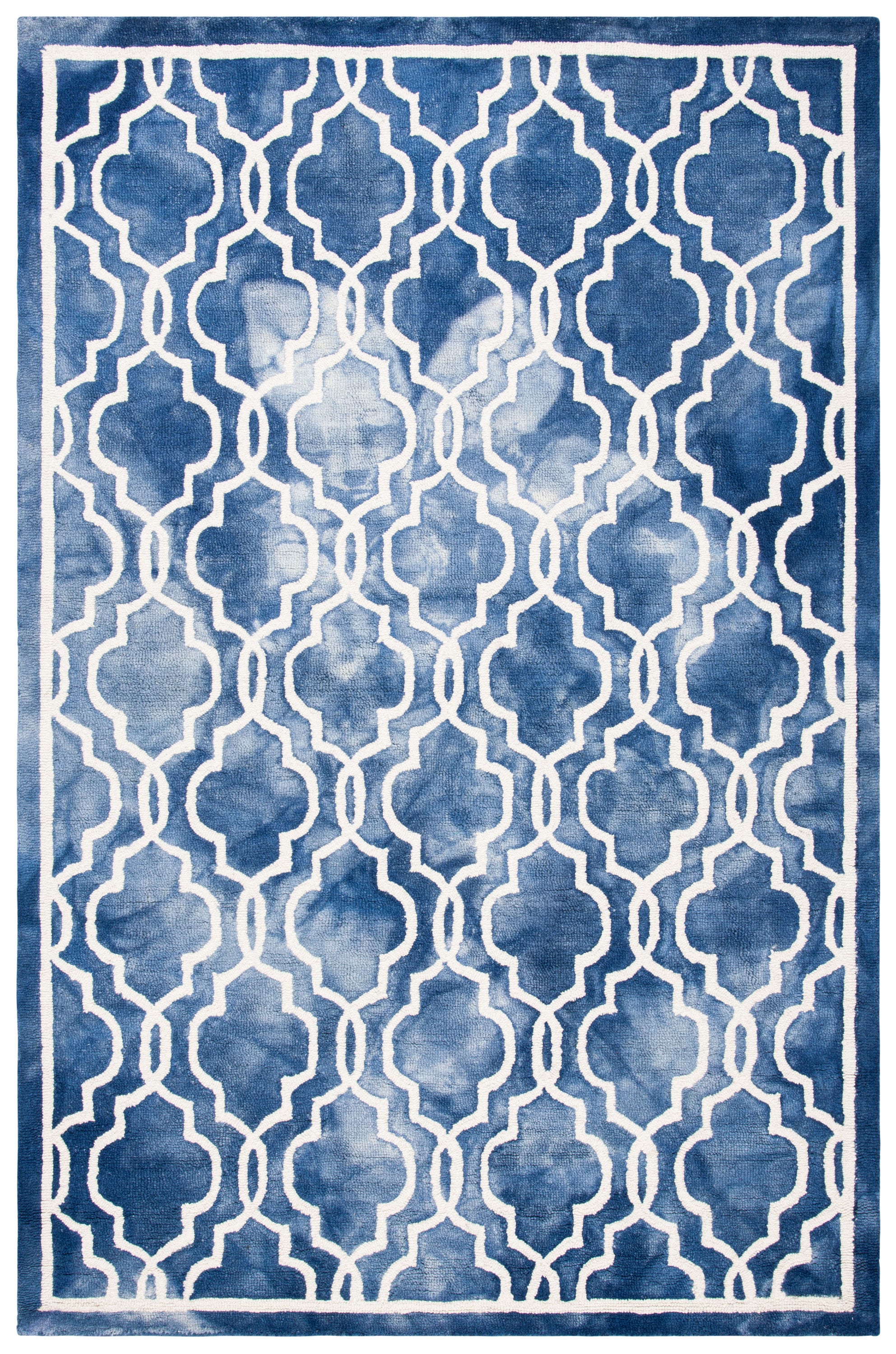 Safavieh DDY539N-4 Dip Dye Maribeth 4 x 6 (ft) Tufted Wool Navy/Ivory Rectangular Indoor Trellis Bohemian/Eclectic Area rug