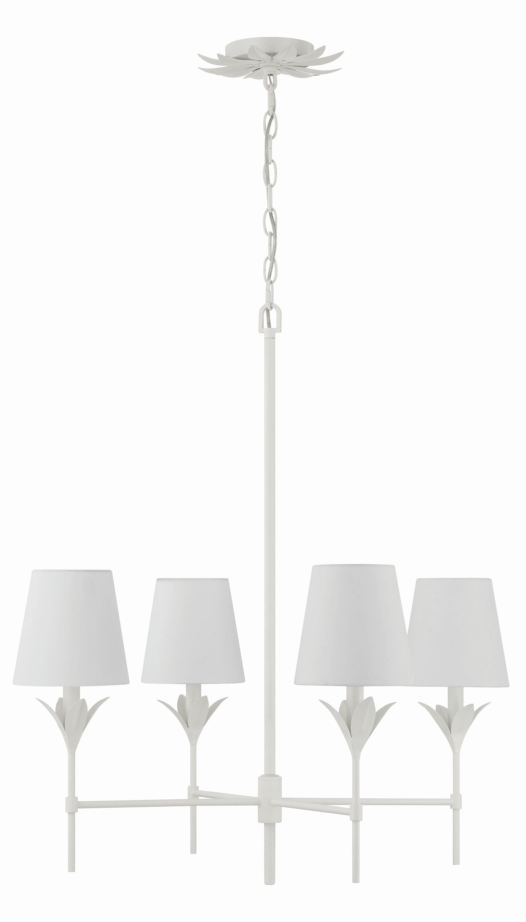 Matte White 4-Light Chandelier with Silk Shades