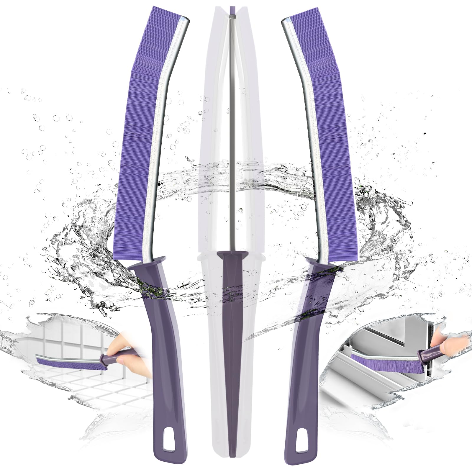 JVFCXXV  Crevice Cleaning Brush Set 3 Pieces Durable Thin Hard Bristle Brushes for Kitchen Surfaces Window Tracks and Small Spaces