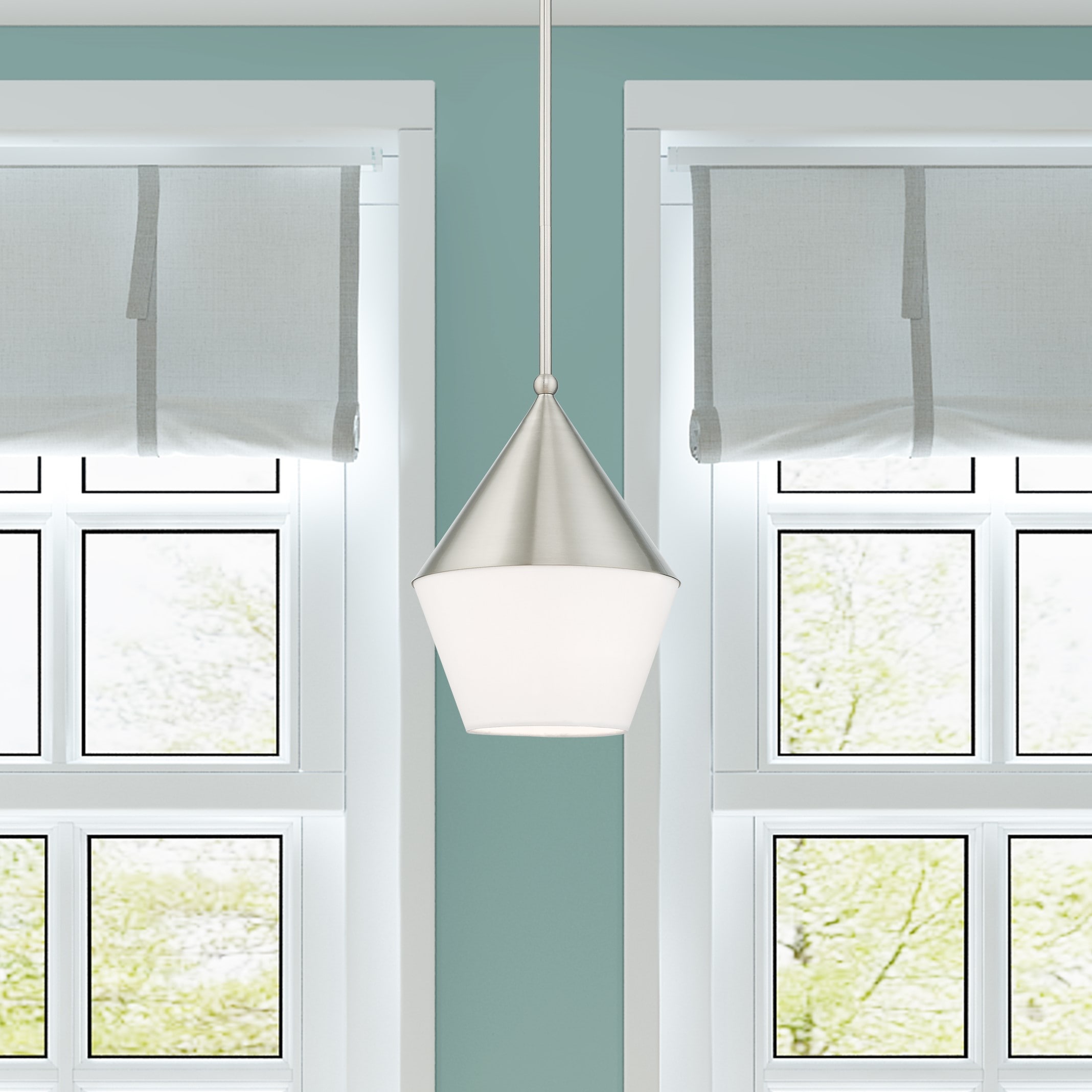 Brushed Nickel Glass Mini Pendant Light for Indoor/Outdoor