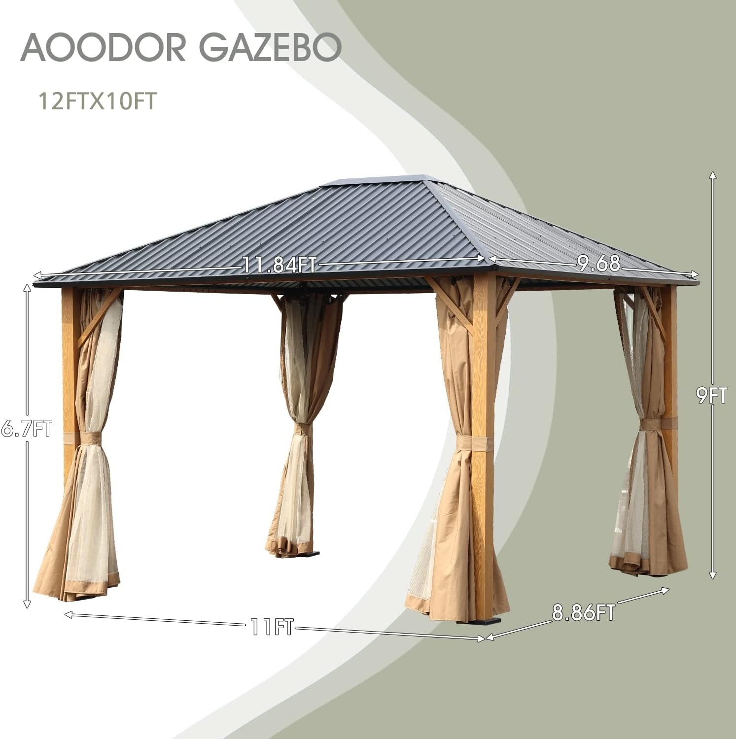 Aoodor A194-PKIBN Wood-Resin-Gazebos - View #2