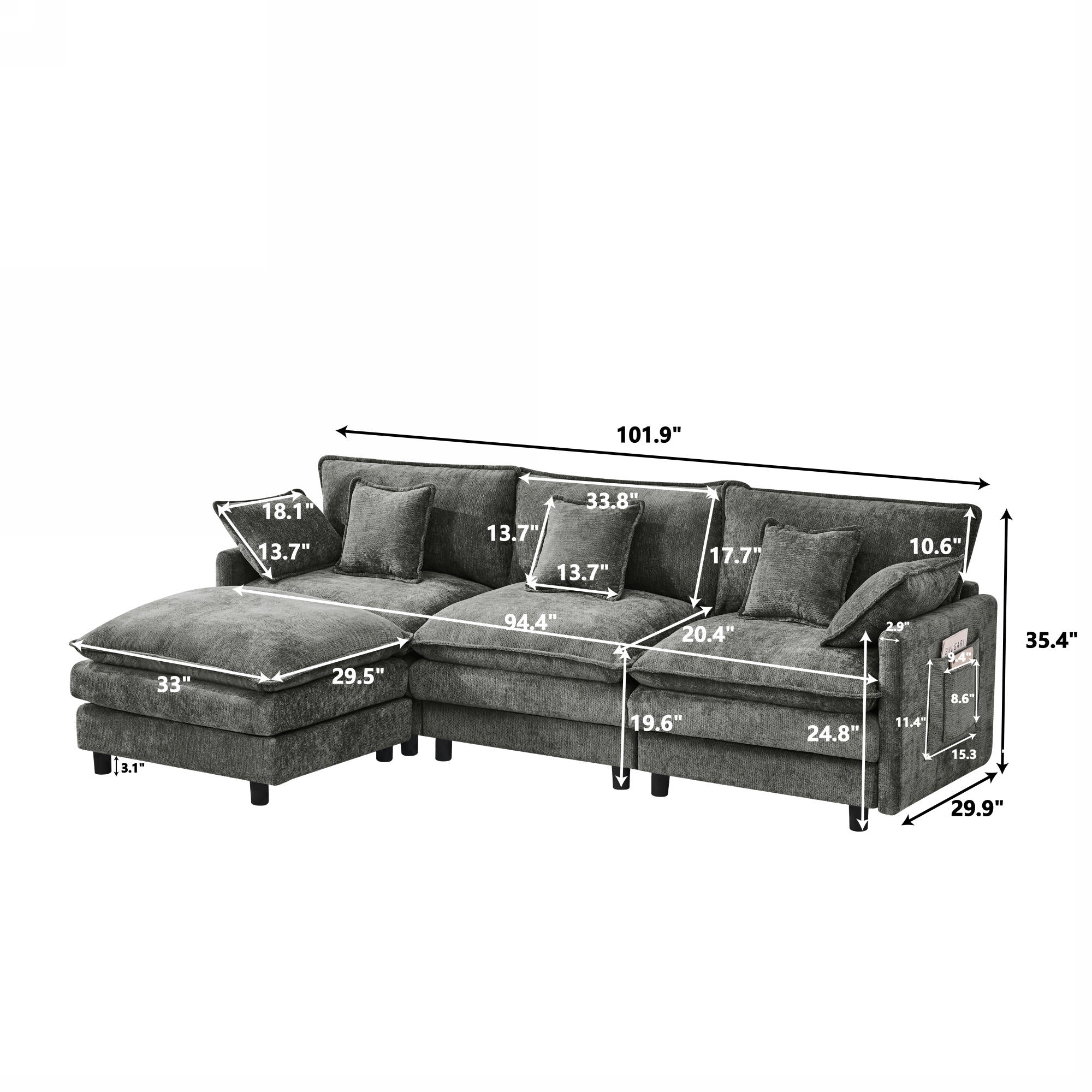 Boyel Living BL-GA8032GY Sofas-Loveseats - View #5