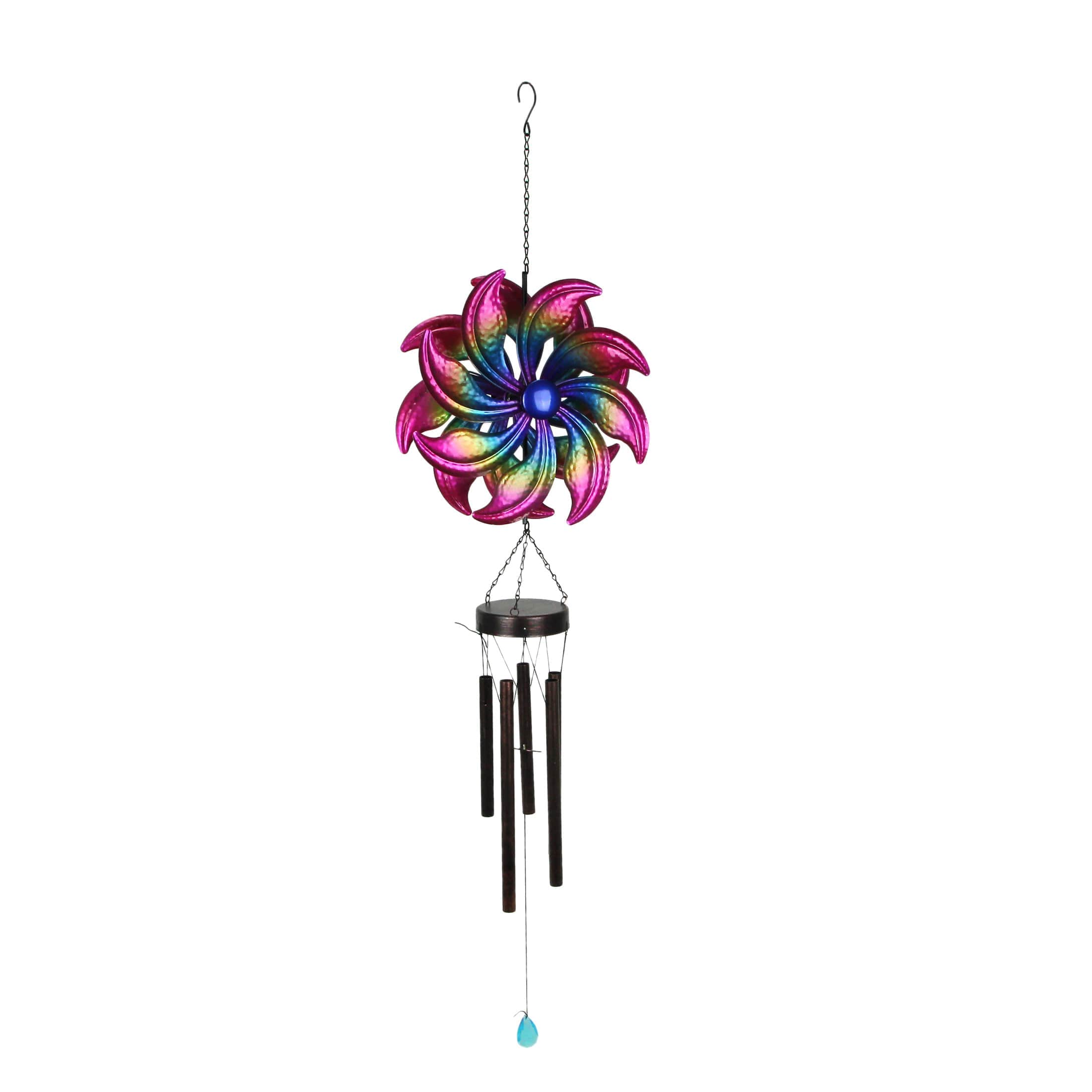Things2Die4 Metal Purple Rainbow Wind Spinner Hanging Chimes Outdoor Decor Garden 47 Inches