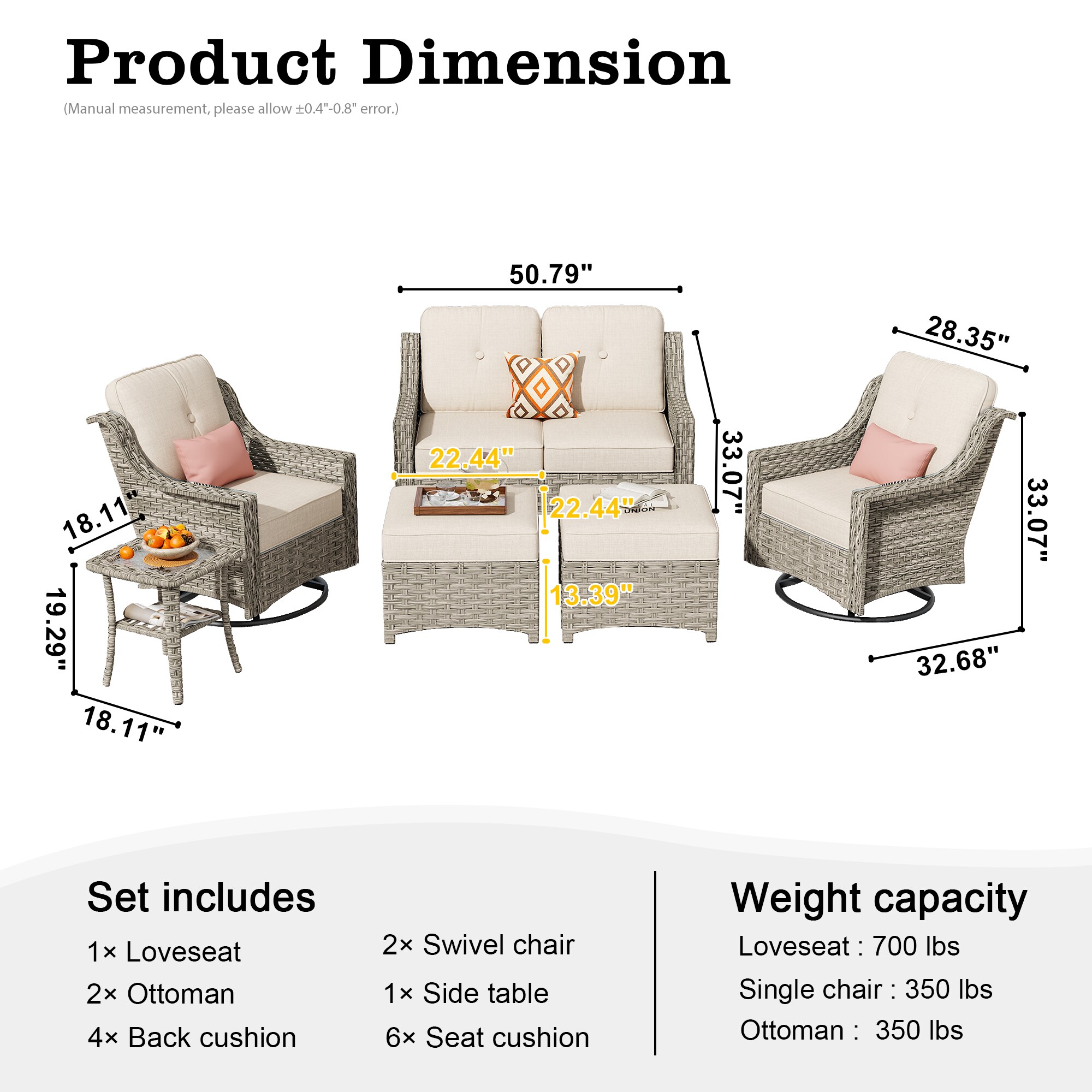 Pouuin SPAD605 Patio-Conversation-Sets - View #2