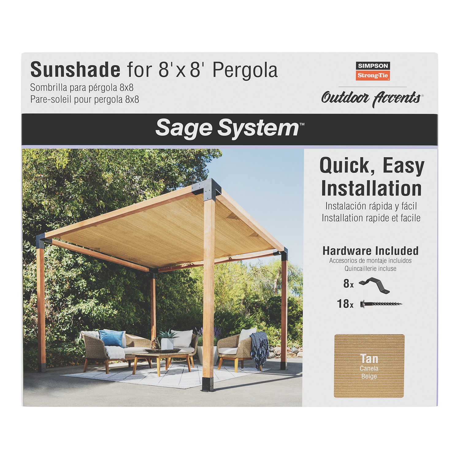 Simpson Strong-Tie SAGE-SHADE8X8T Shade-Sails-Fabric - View #5