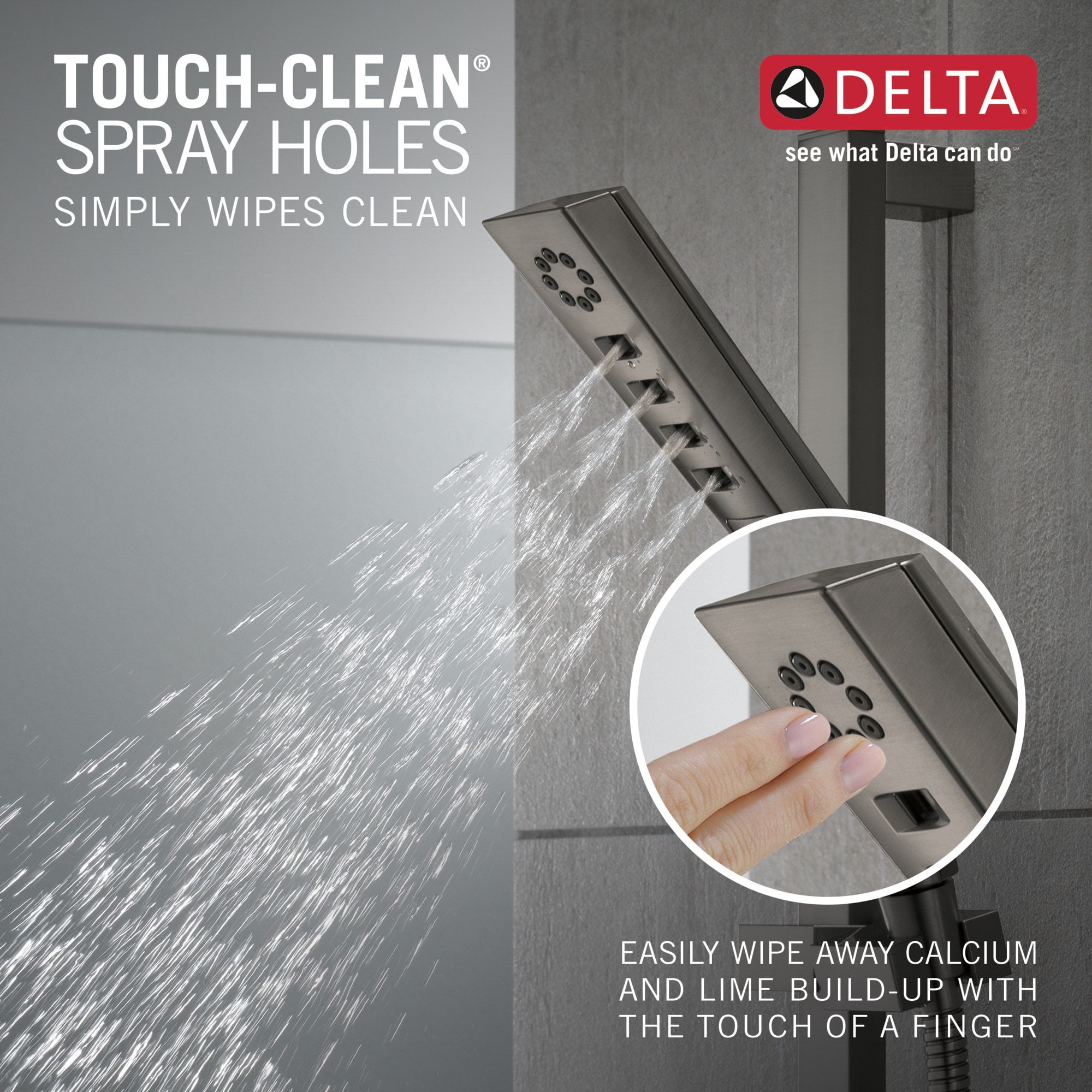 Delta Lumicoat Black Stainless Rectangle Rain Shower Head Handheld ...