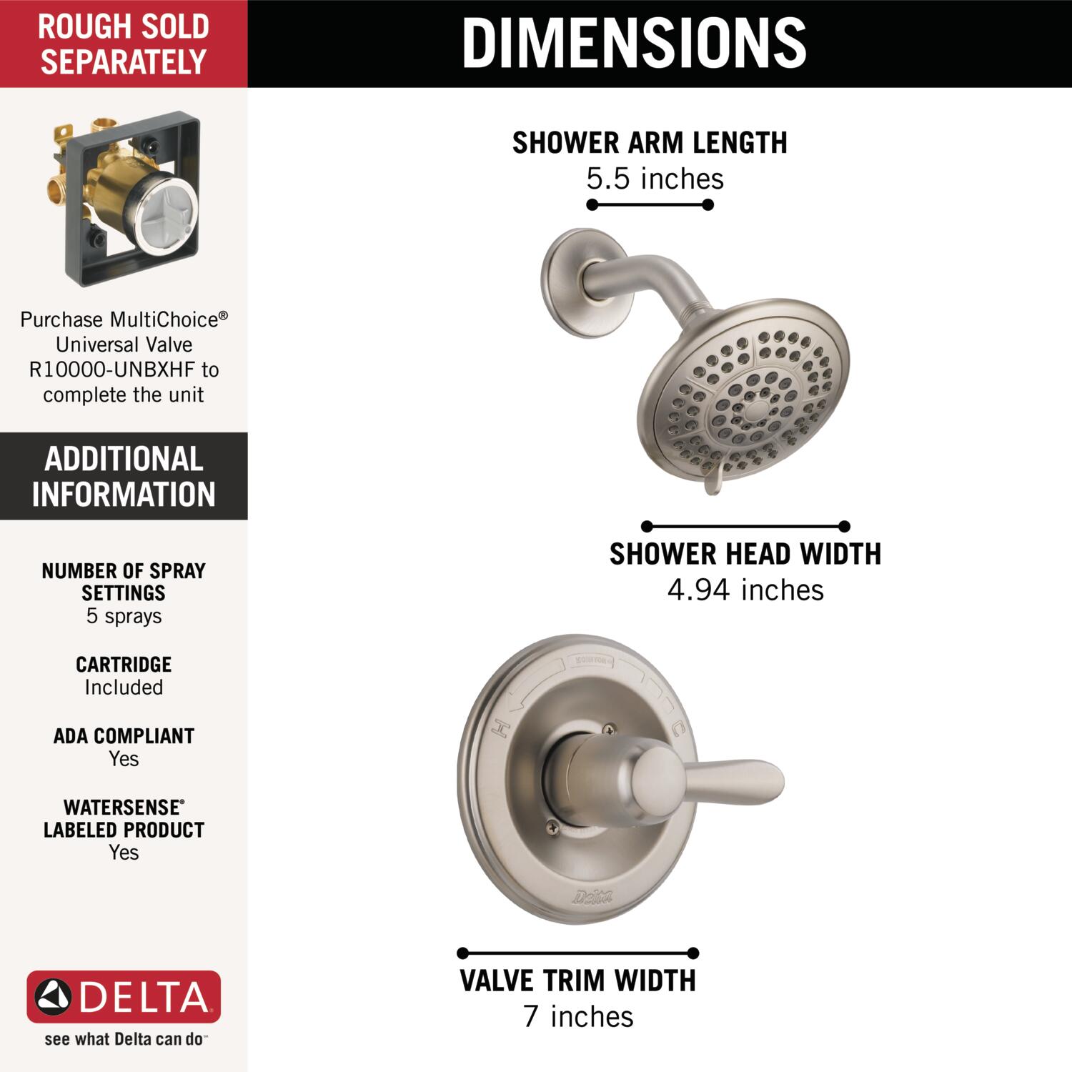 Delta T14238-SS Tub-Shower-Faucets - View #5