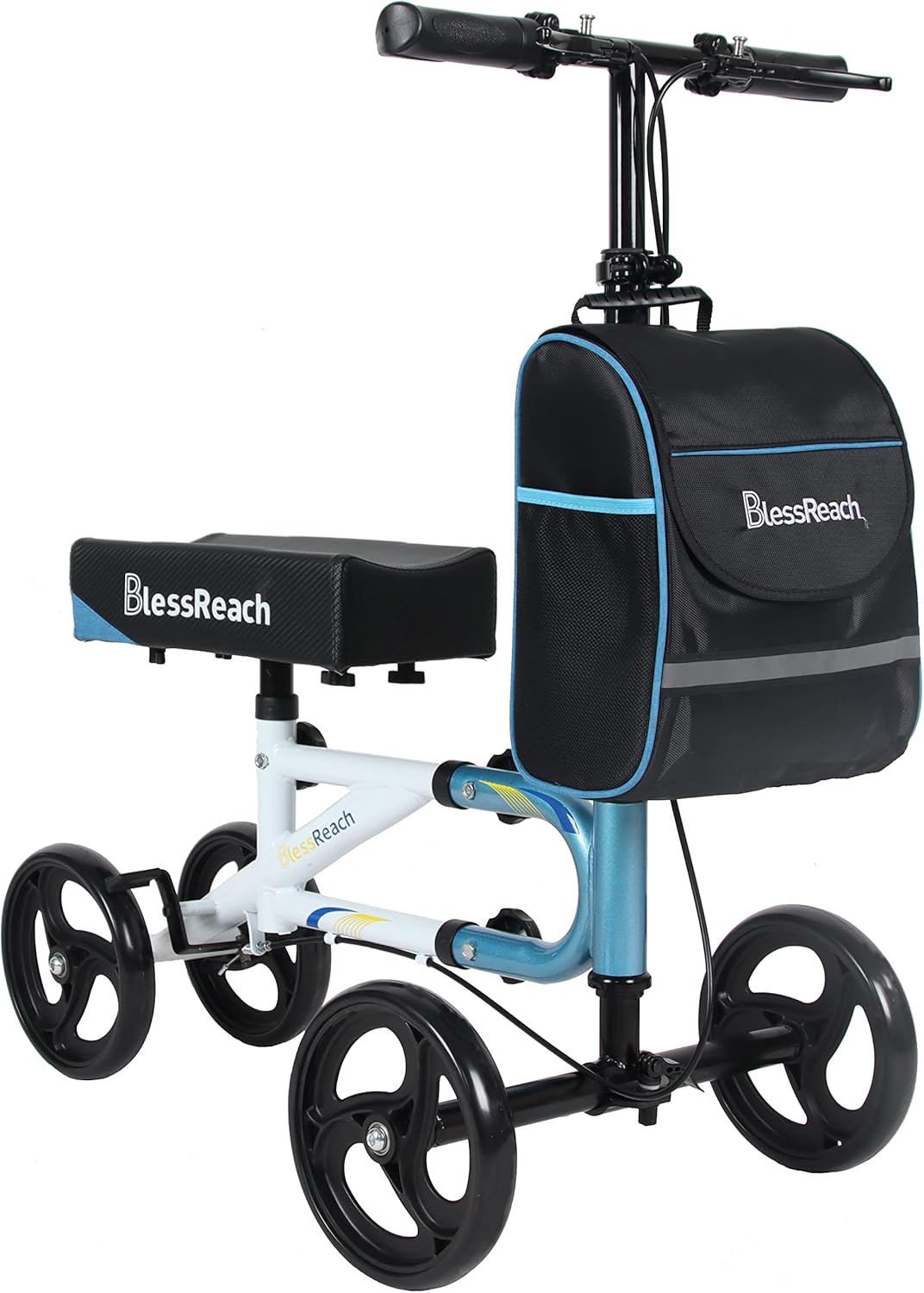 Runesay HBSCT04-06 Blue Economy Knee Scooter Steerable Knee Walker For Foot Injuries Compact Crutch Alternative with Dual Braking System