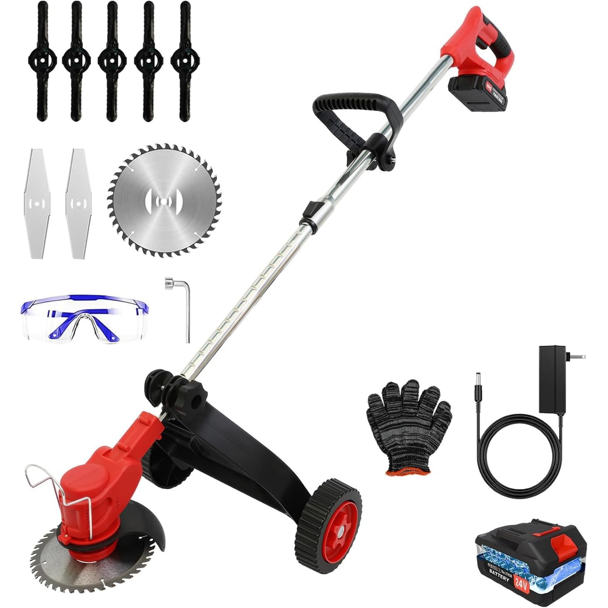 Angel Sar Electric Cordless Weed Trimmer and Edger 21V with Lithium Battery for Lawn Care and Garden Work