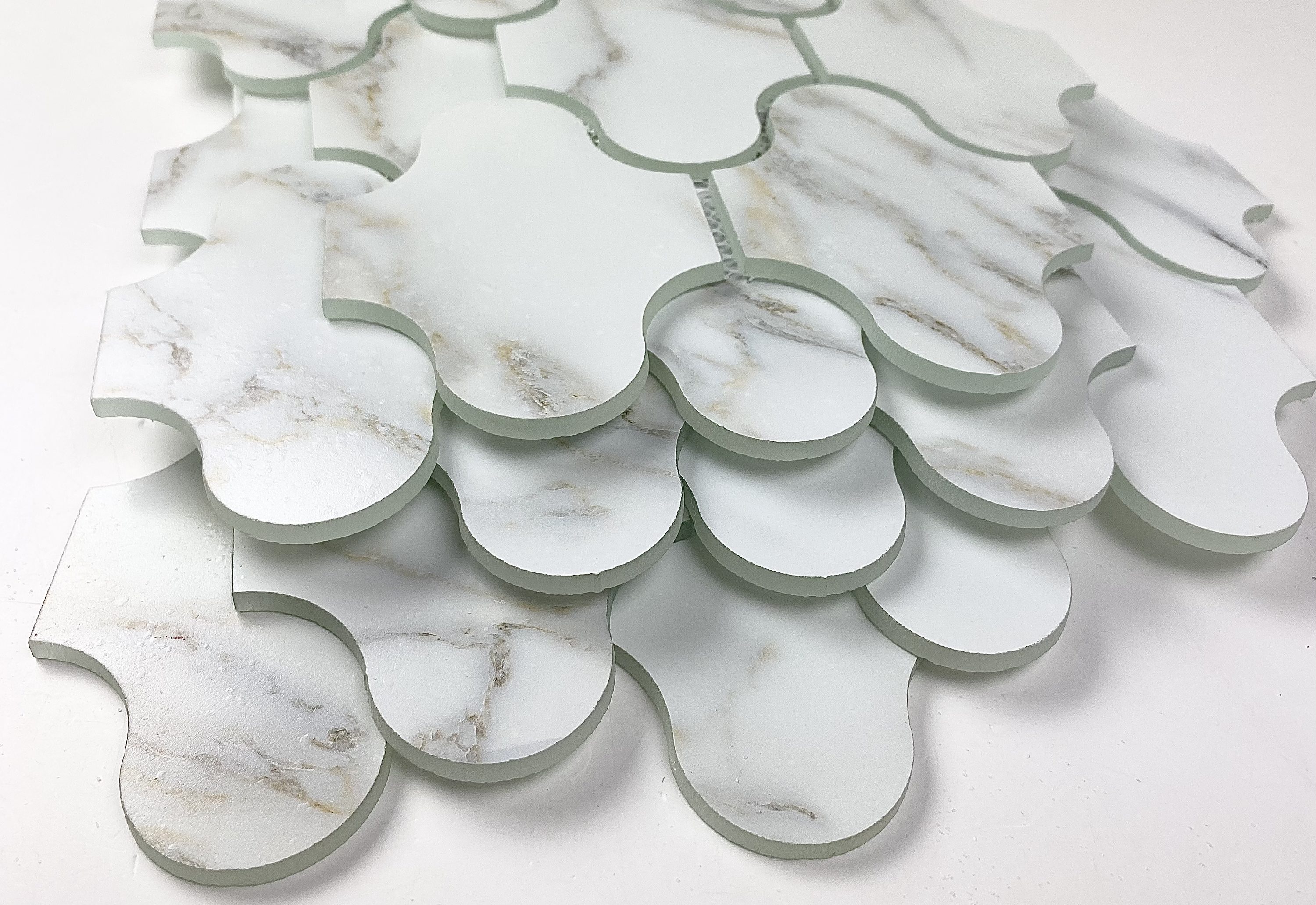 Calacatta Gold White Matte Glass Mosaic Wall Tile