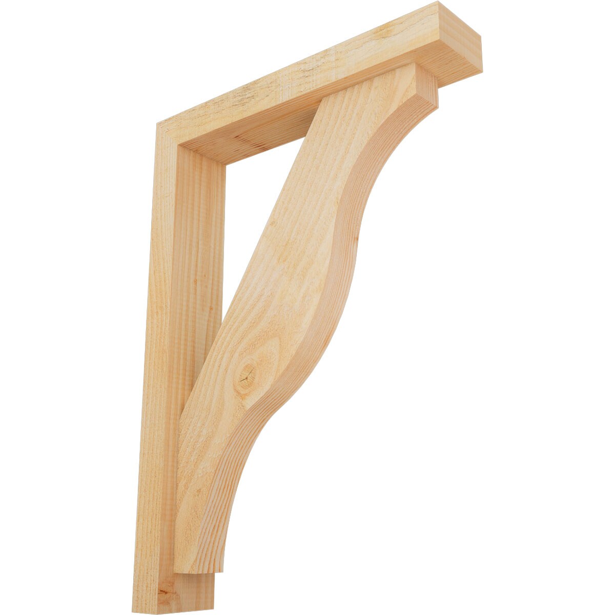Ekena Millwork 1462418 Funston Block Rough Sawn Bracket with Offset Brace 4-in x 20-in x 28-in Douglas fir Brown Wood Standard bracket