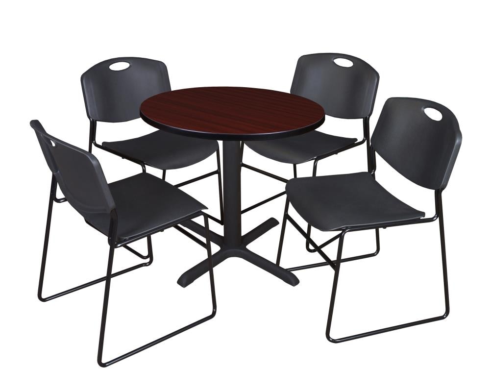 Regency TB30RNDMH44BK Breakroom Brown 4-Person Training Table (30-in W x 29-in H)