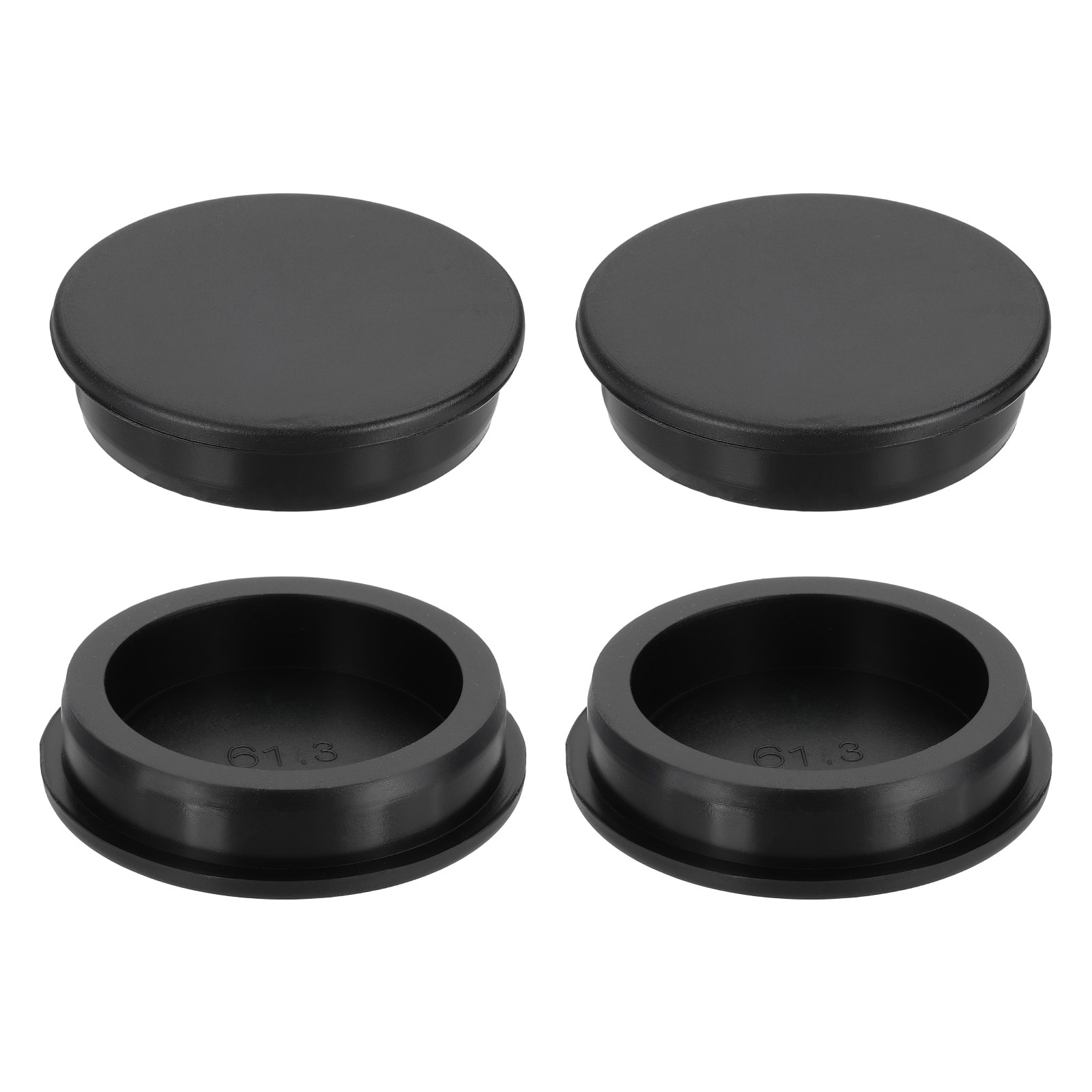 Unique Bargains 4pcs Silicone Hole Plug 61.3mm Black High Temp T Type Rubber Stoppers for 60-61mm Hole Waterproof Button Hole End Covers for Powder Coating Sealing Plugs Pipe Holes #S26051300UX4830