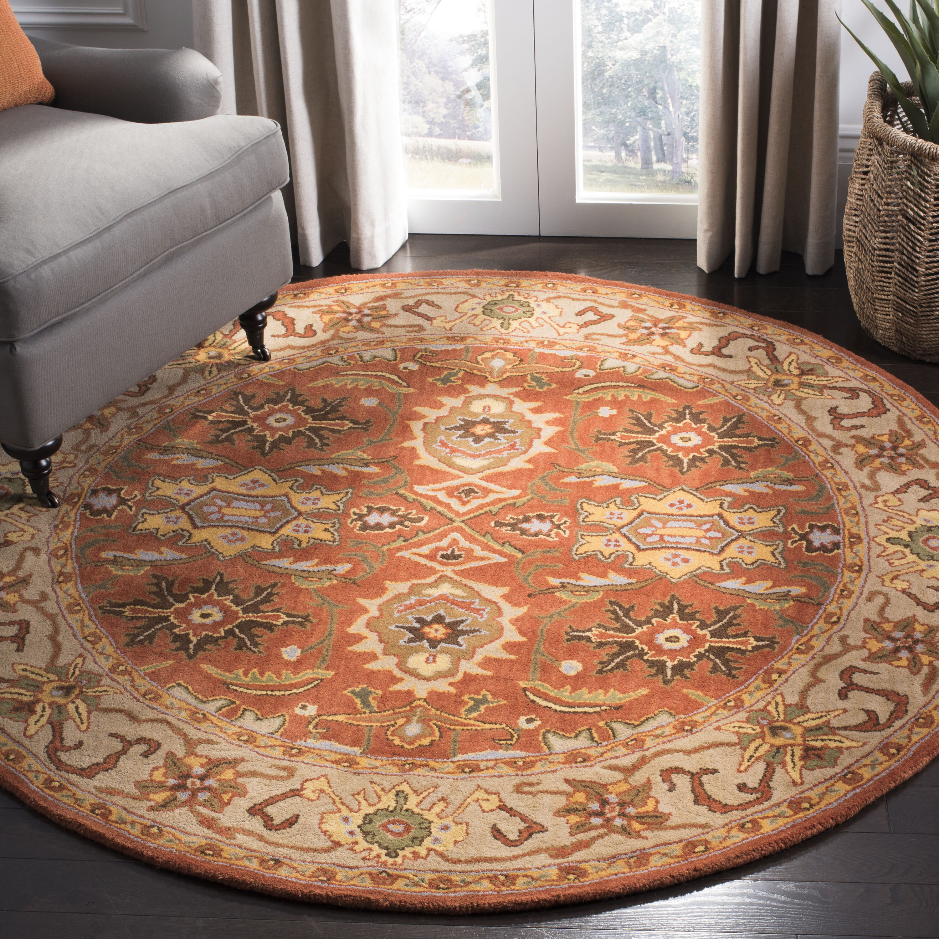  Heritage 734 Rust/Beige Traditional 6ft x 6ft Round Rug
