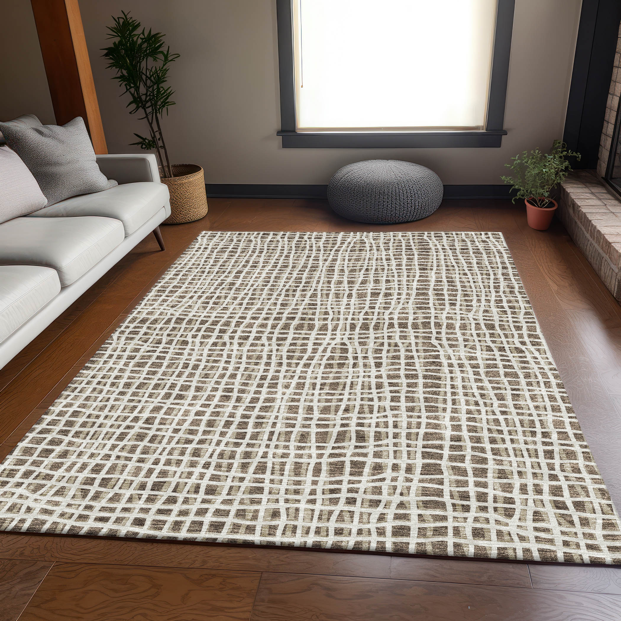 Addison Rugs ACN729BR3X5 Chantille ACN729BR 3 x 5 (ft) Polyester Brown Rectangular Indoor/Outdoor Geometric Machine washable Area rug