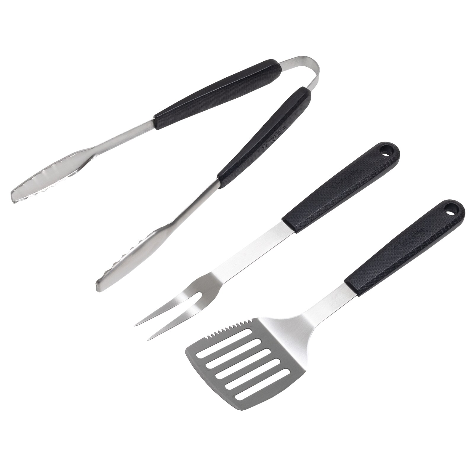 Char-Griller Tool Kit (Spat/Tong/Fork) 3-Pack Aluminum Tool Set at ...