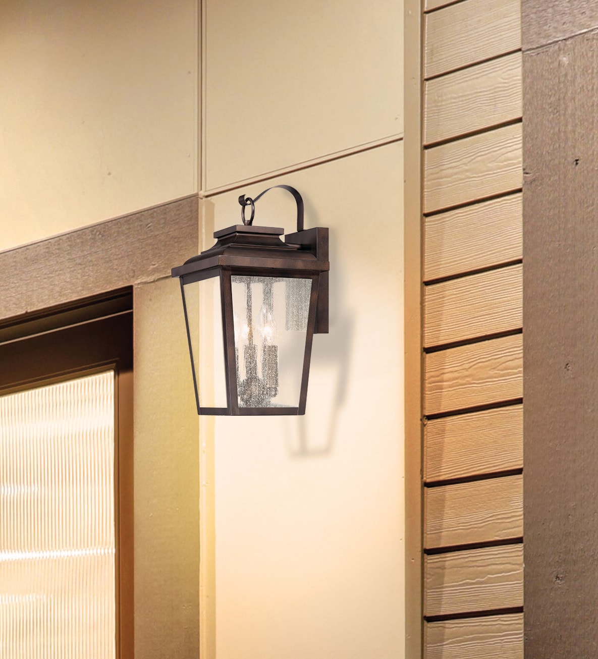 Chelesa Bronze Seeded Glass 3-Light Outdoor Wall Lantern