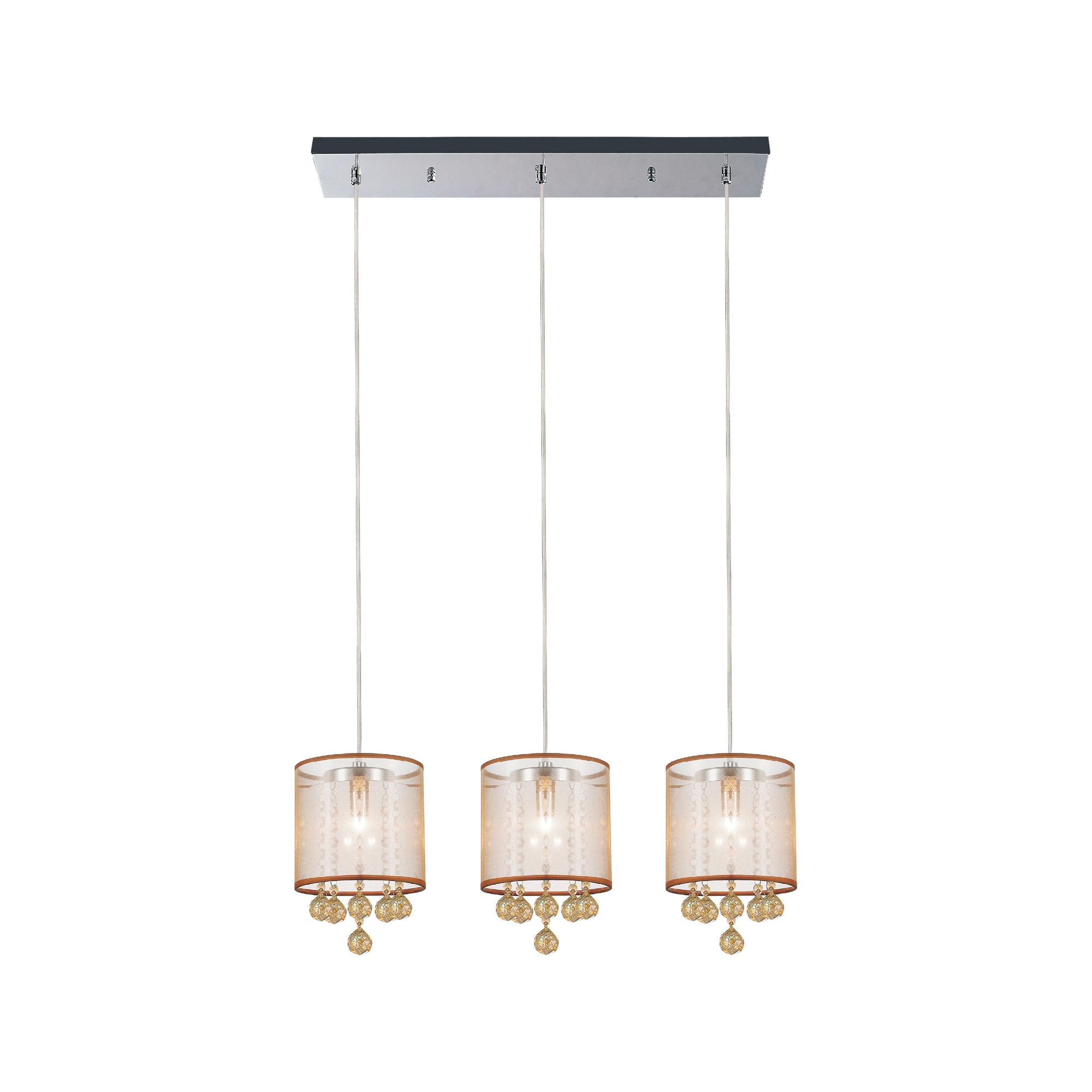 CWI Lighting 5062P24C-3 (CHP + G) Radiant 3 -Light Chrome Modern/contemporary Geometric Large Hanging Pendant light