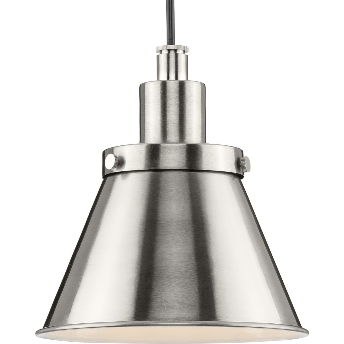 Progress Lighting P500383-009 Hinton Brushed Nickel Farmhouse Cone Small Hanging Pendant light
