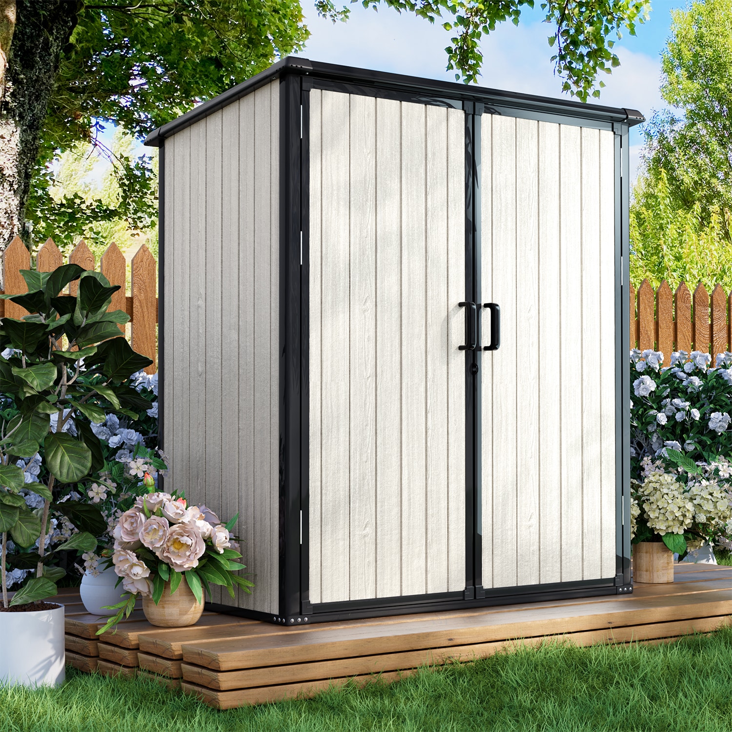 AOXUN AX-40403G 3-ft x 5-ft Economy Series White Lean-to Resin Storage Shed (Floor Included)