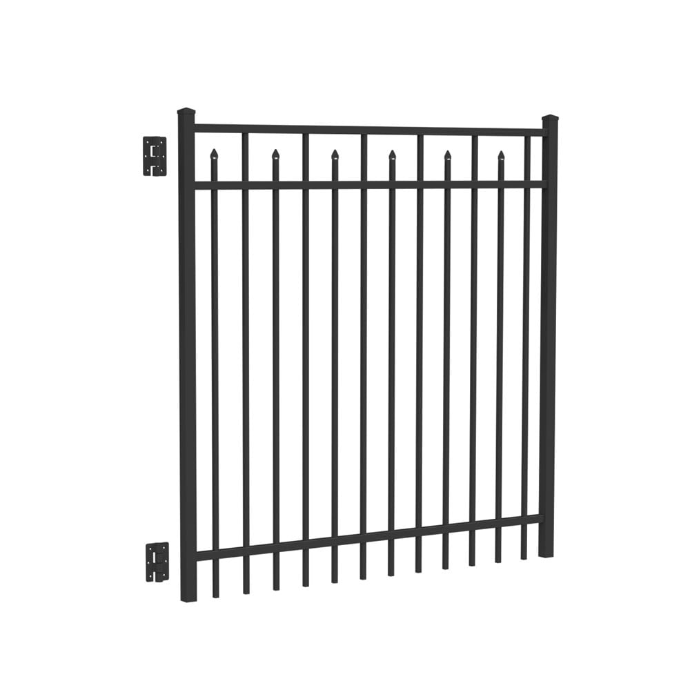 Freedom 73009538 Concord 5-ft H x 5-ft W Black Aluminum Decorative Walk-thru Spaced picket Fence gate