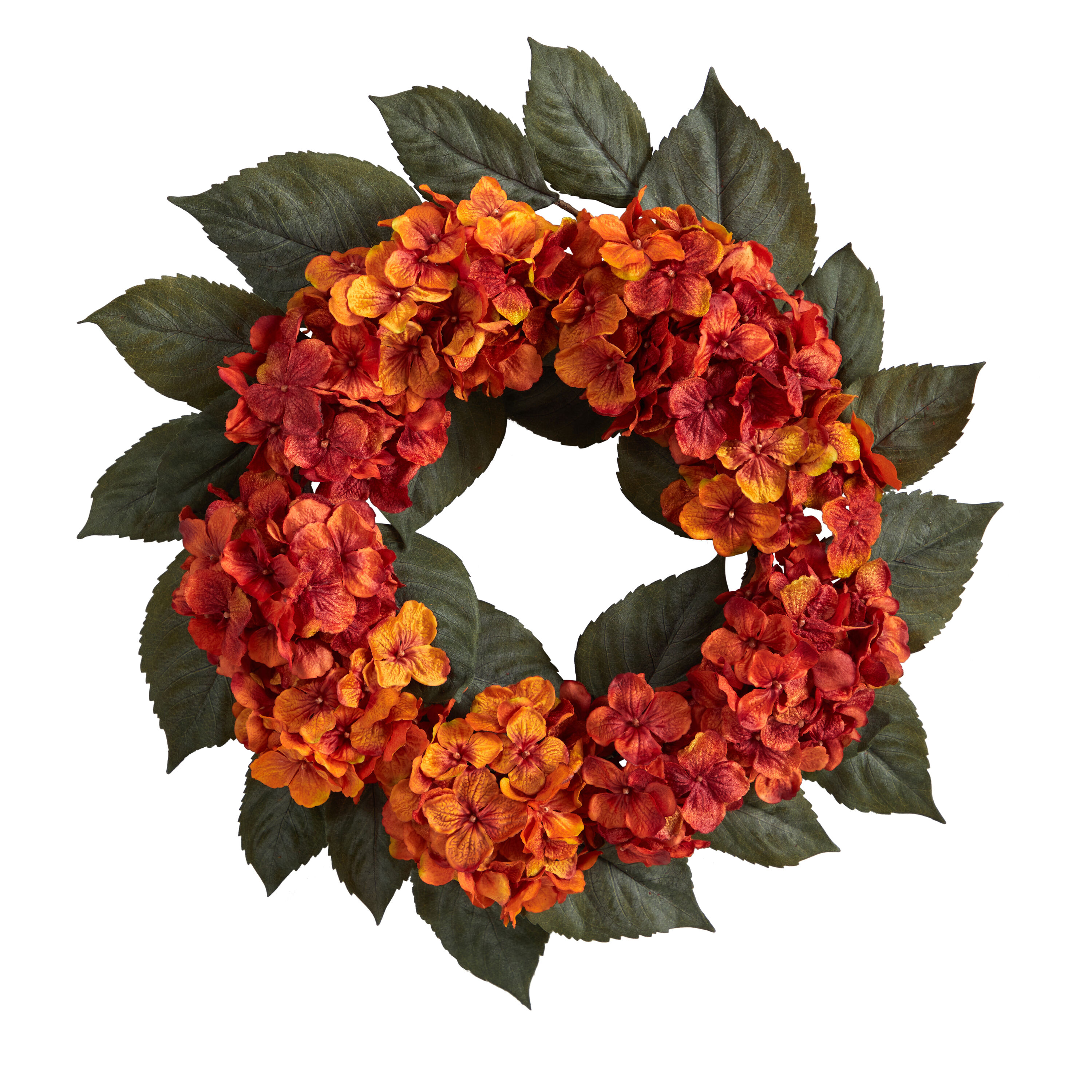  20-in Autumn Hydrangea Artificial Wreath
