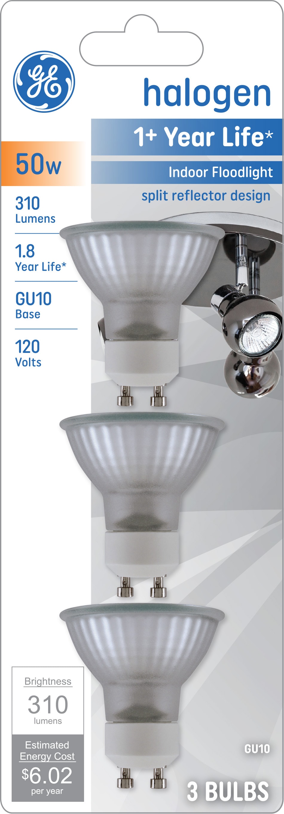 GE Classic 50-Watt EQ MR16 Soft White Gu10 Pin Base Dimmable Halogen Light  Bulb (3-Pack) in the Spot & Flood Light Bulbs department at