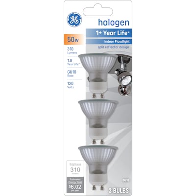 Fodgænger kan opfattes Skuespiller GE Classic 50-Watt EQ MR16 Warm White GU10 Pin Base Dimmable Halogen Light  Bulb (3-Pack) in the Spot & Flood Light Bulbs department at Lowes.com