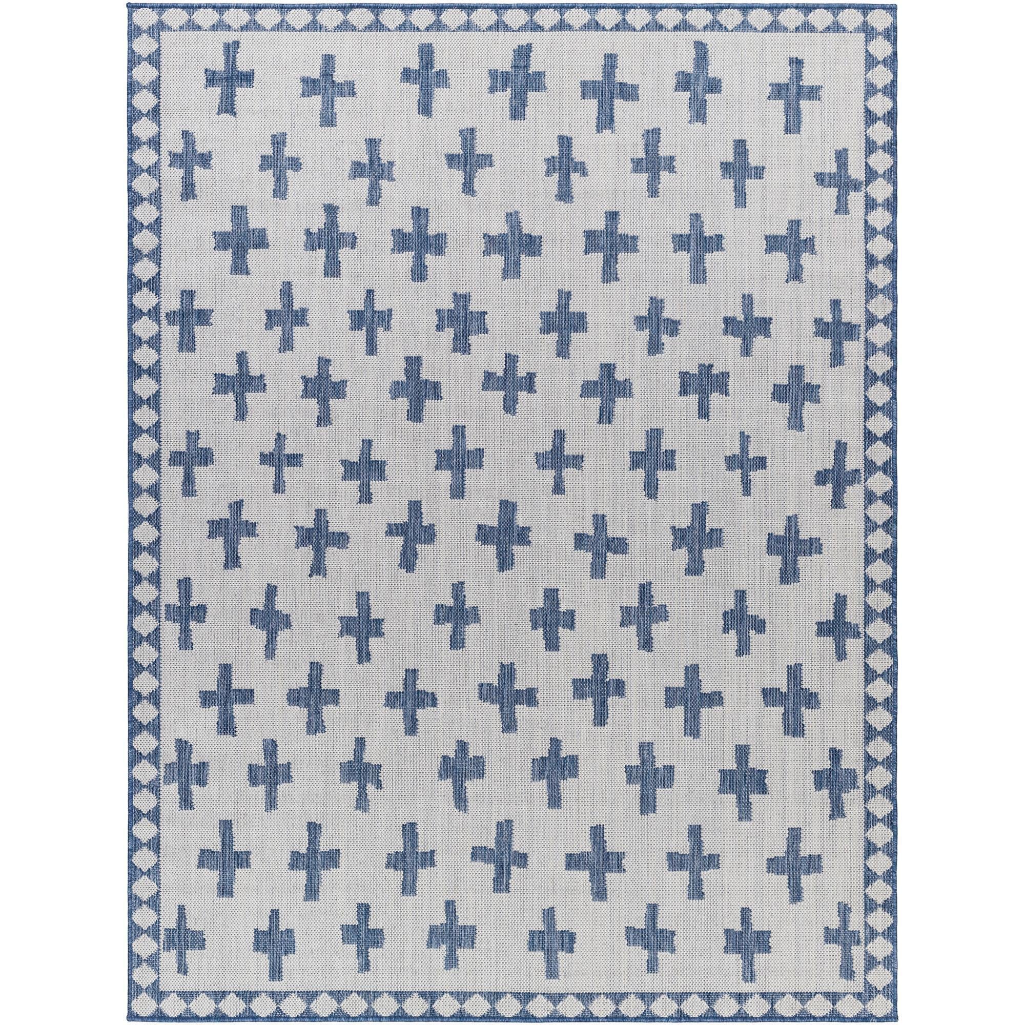 Livabliss LBH2362-71010 Long Beach 8 x 10 (ft) Polypropylene Gray/Blue Rectangular Indoor/Outdoor Tribal Moroccan Area rug