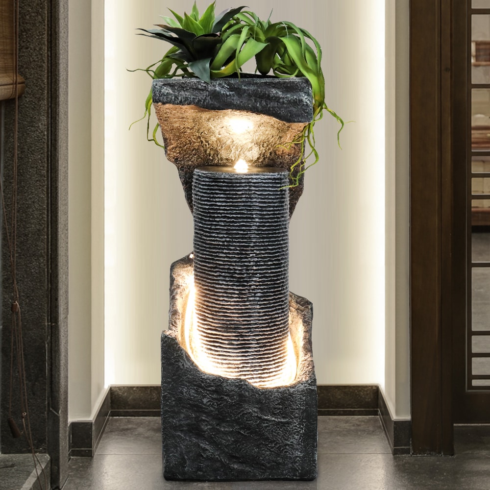 Watnature SJ51072-LWS-DXC 33.4-in H Concrete Outdoor Fountain Statue Pump Included