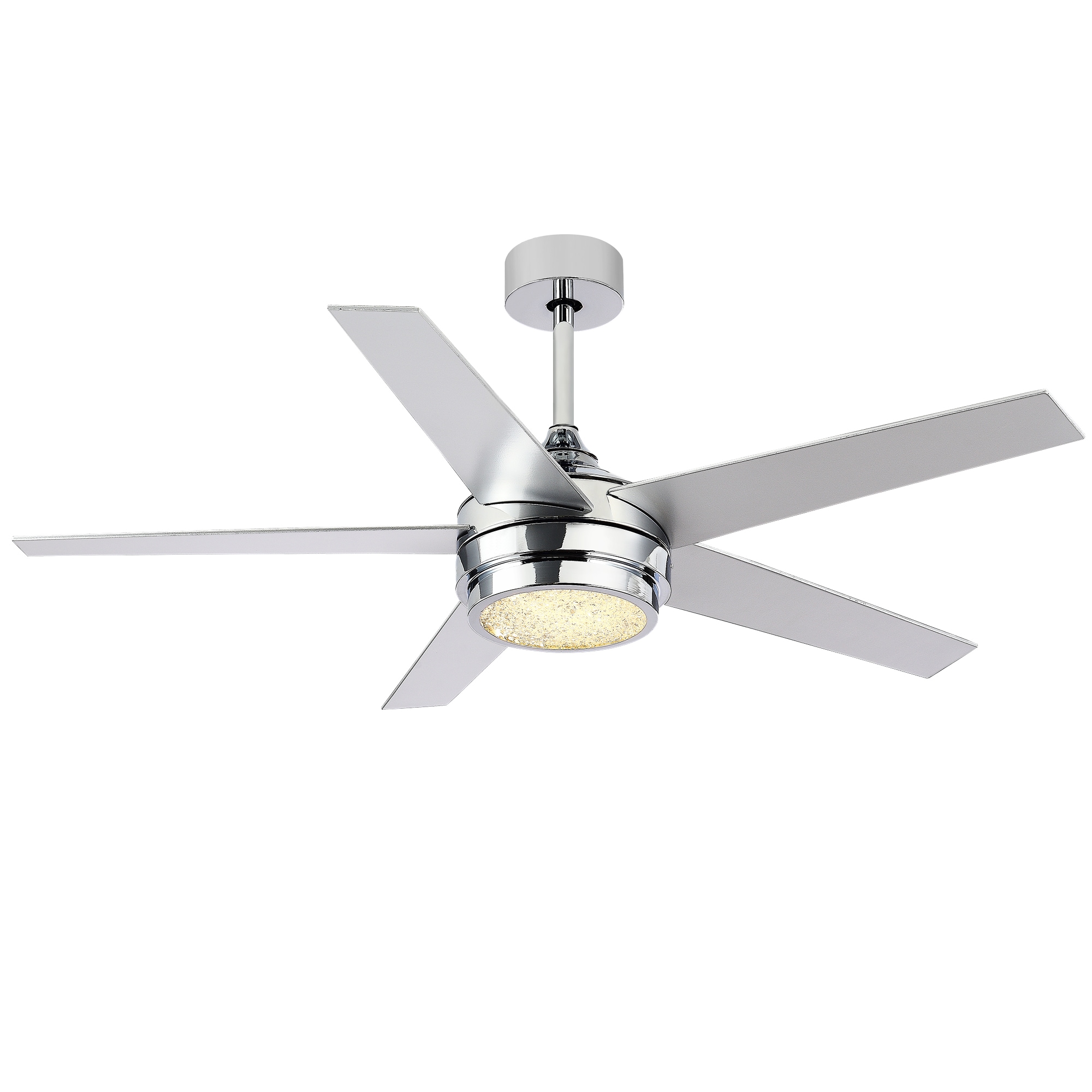 Breezary 23041-CH 52-in Integrated LED Chrome with Plywood Blades Chandelier Ceiling Fan With Light - Remote Included ( 5 -Blade )