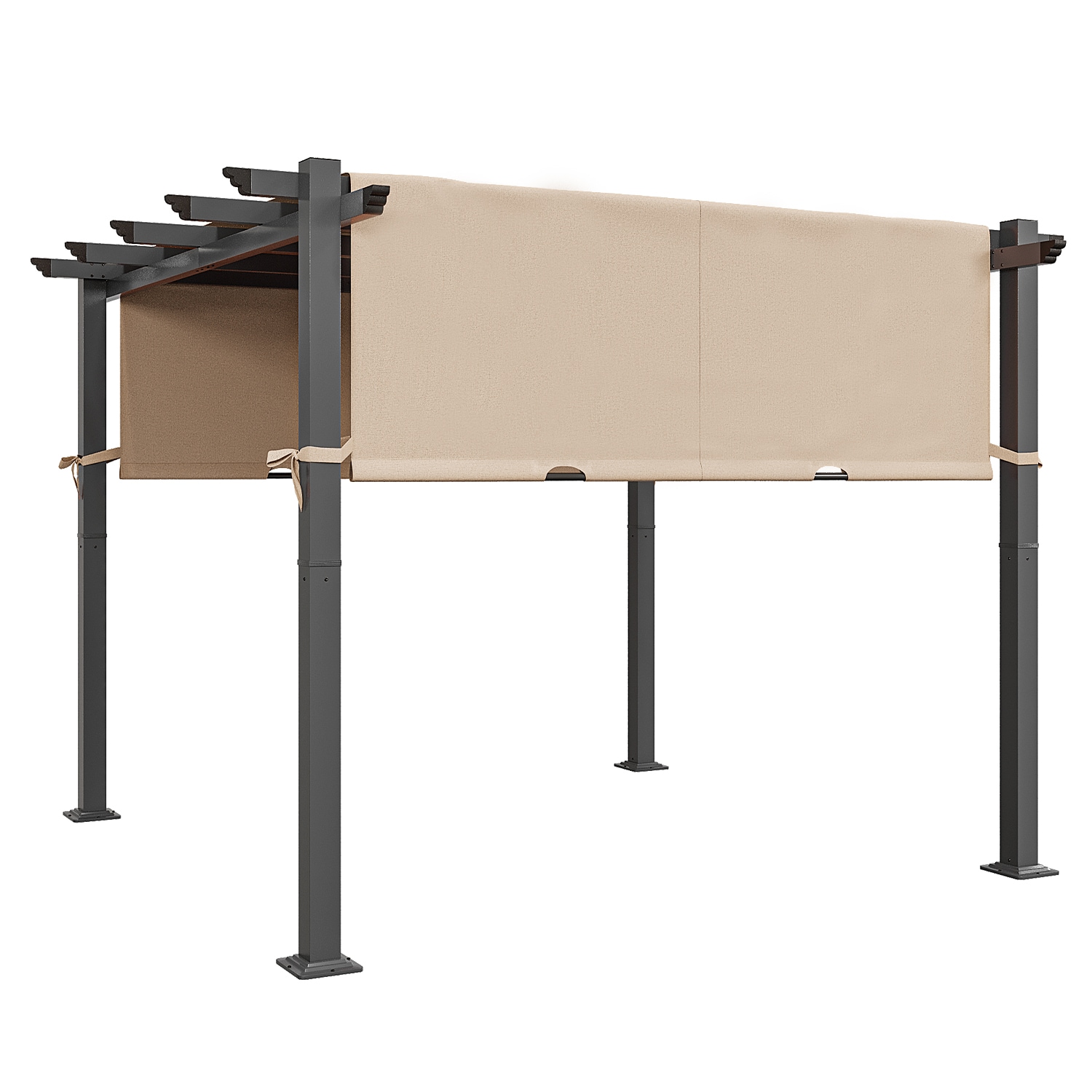 AOXUN PA401BR01-LS Pergola 10-ft W x 10-ft L x 7-ft 3-in H Brown Metal Freestanding Pergola with Canopy