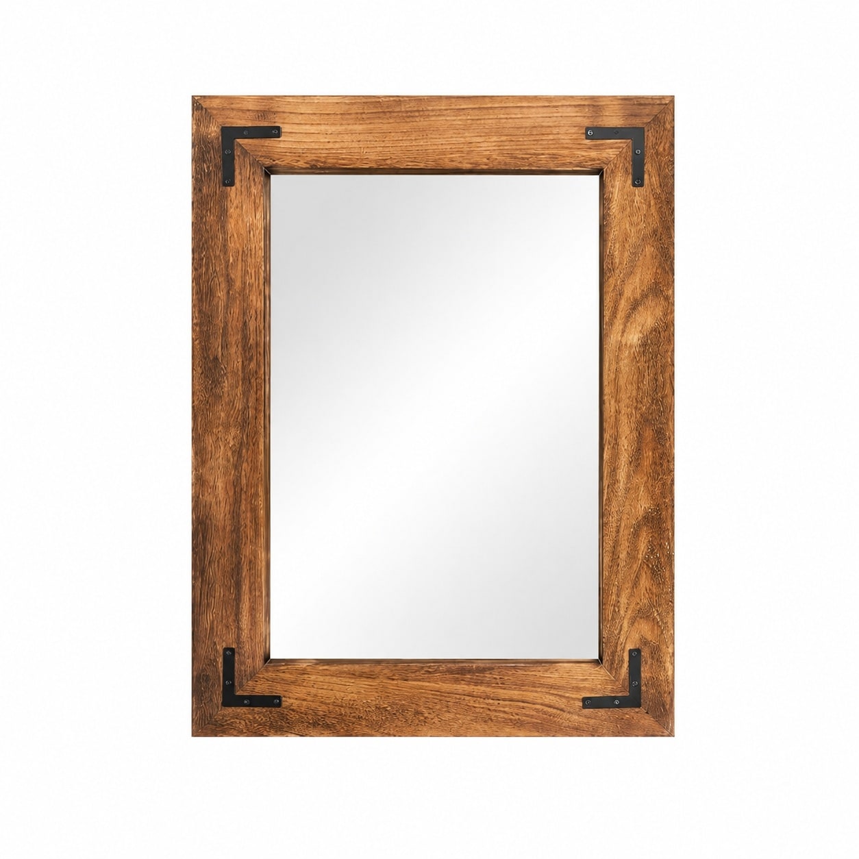 Aoibox 18 in W x 26 in H Brown Rustic Wood Framed Wall Mirror for Bathroom Vanity Farmhouse Decor Mirror #LABZ27RF