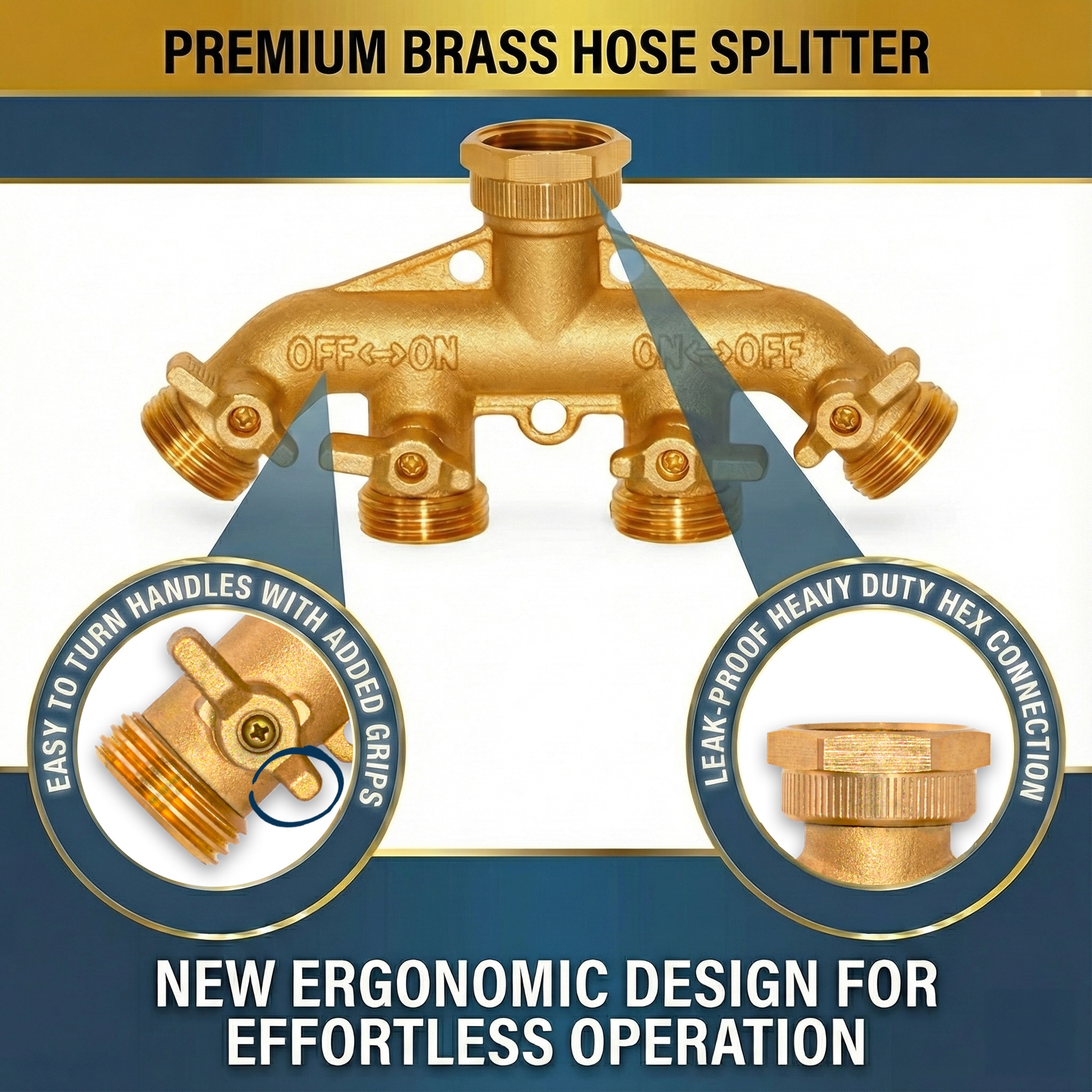 Morvat Brass 4-Way Full-Flow Water Shut-Off BCONNECTOR-4 at Lowes.com