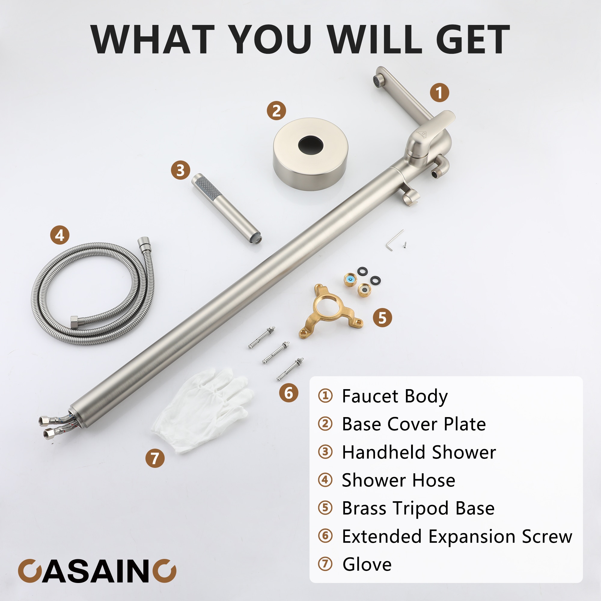 Brushed Nickel Freestanding Bathtub Faucet with Handshower