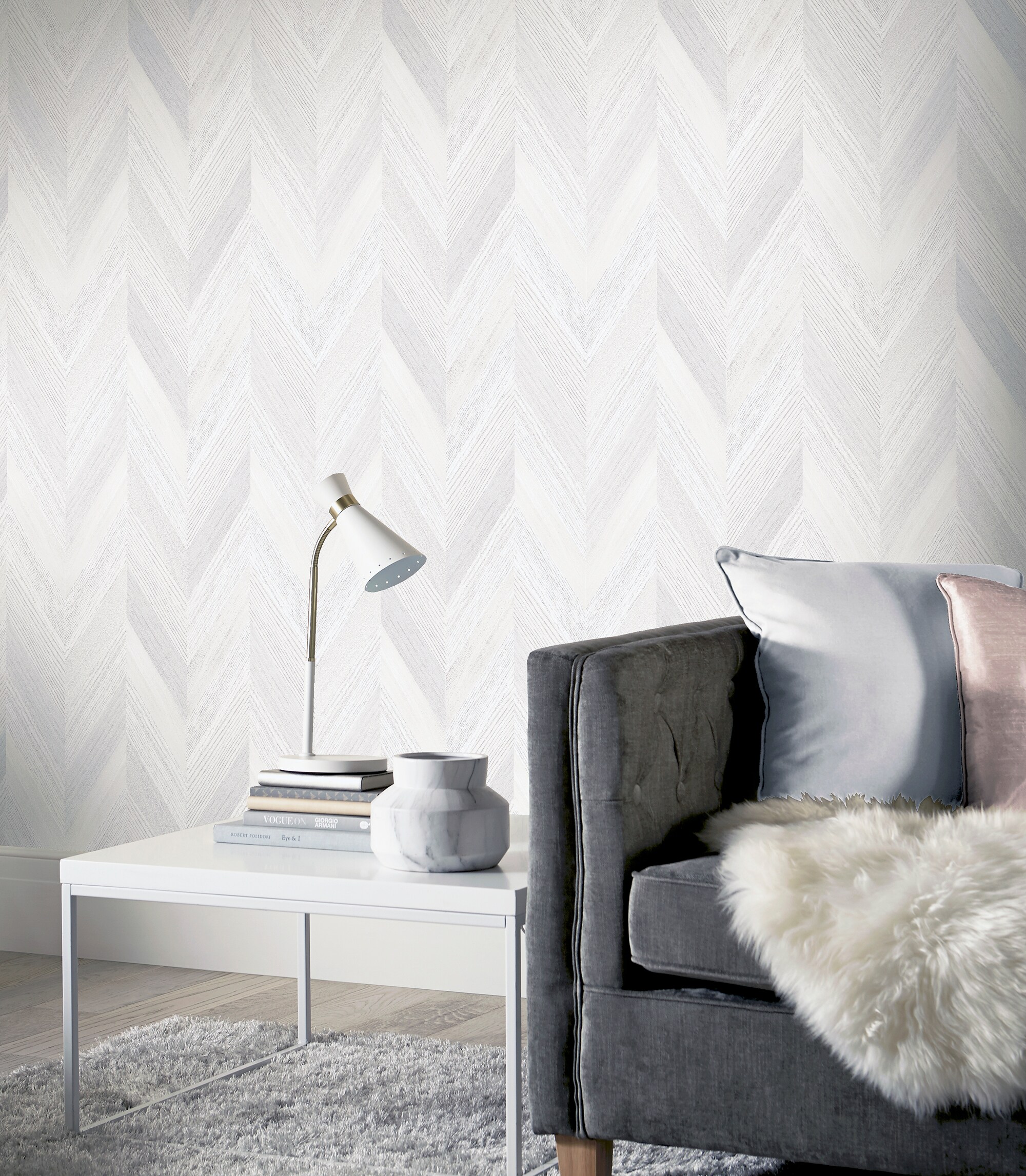 Herringbone - Blue - Peel and Stick 6 mil Canvas Removable Wallpaper