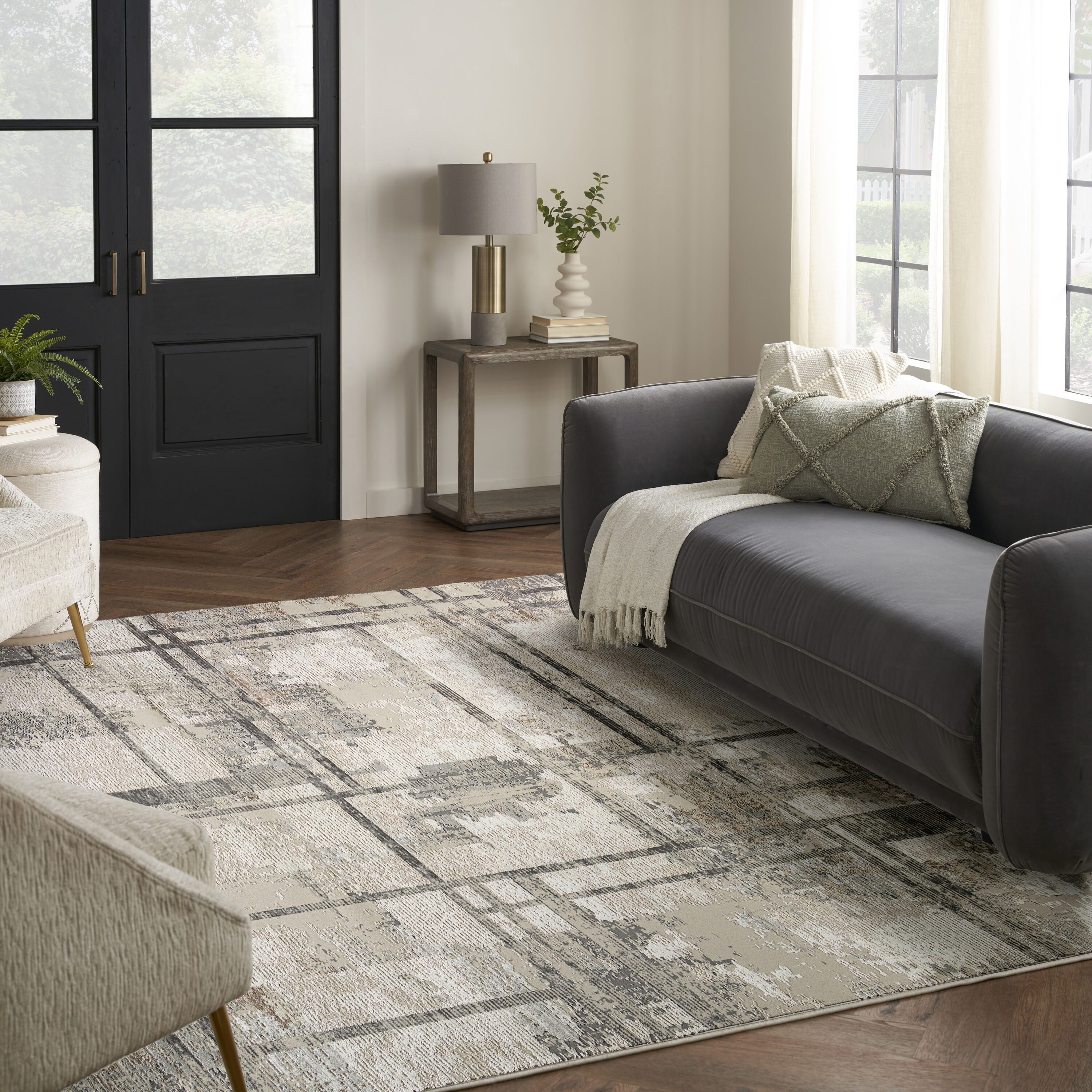 Nourison Home 099446966032 Eco-Friendly 8 x 10 (ft) Loomed Ivory Multicolor Rectangular Indoor Abstract Area rug