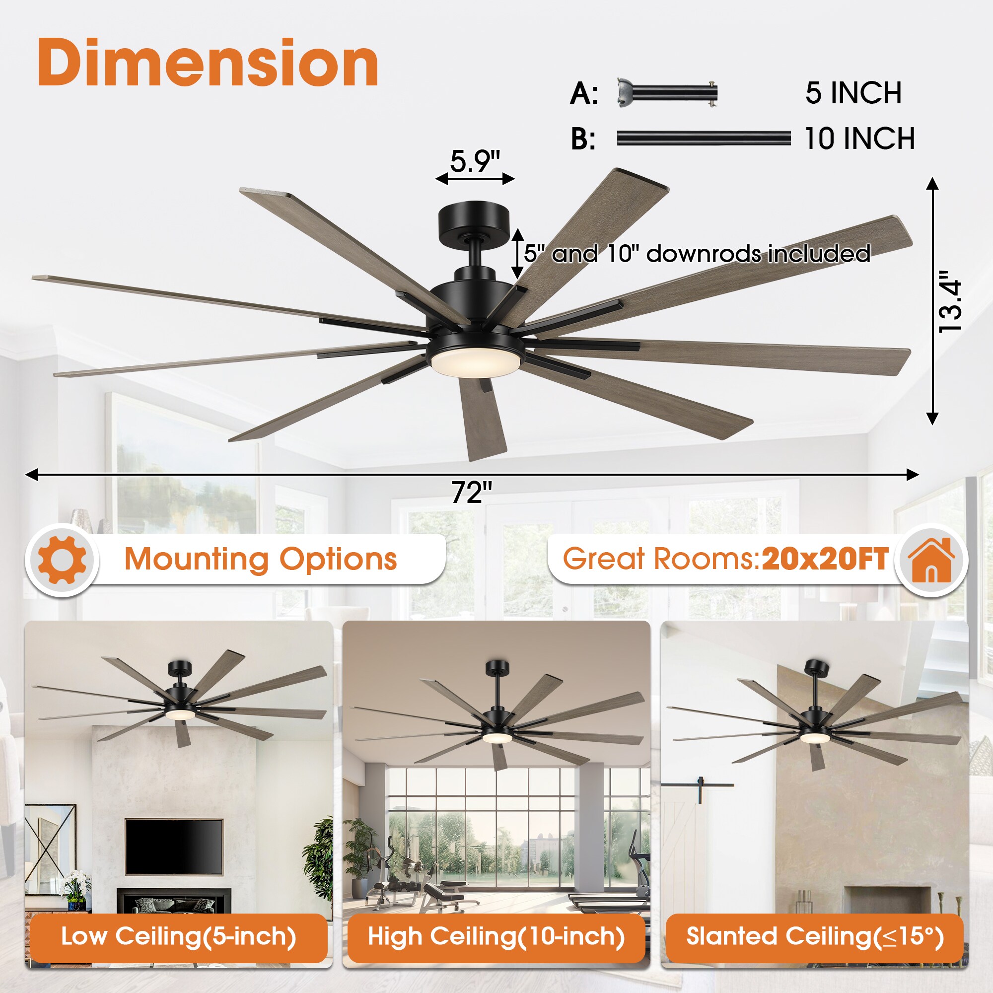 Parrot Uncle F8009BK Ceiling-Fans - View #6