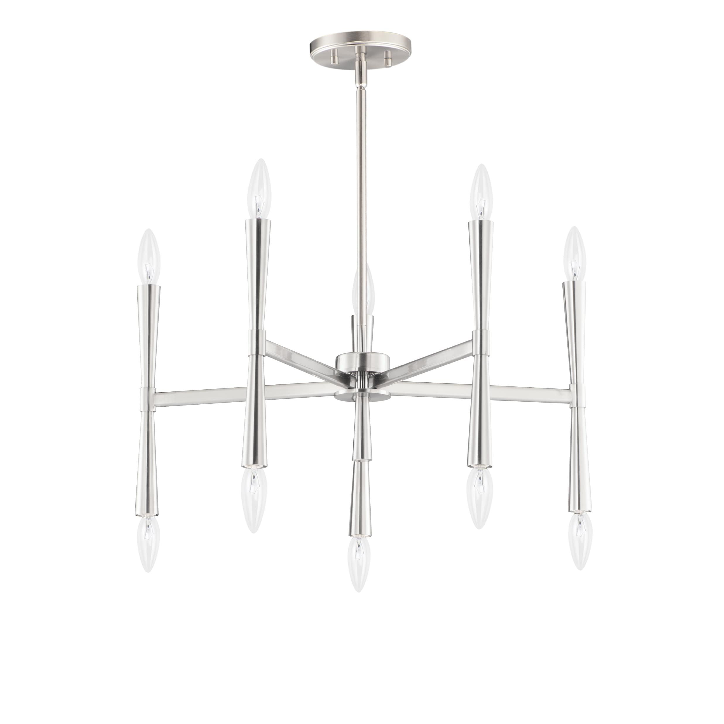 Maxim Lighting 24625SN Rome 10 -Light Satin Nickel Transitional For Use in Bedrooms, Dining Rooms, Foyers, Kitchens, Living Rooms Chandelier