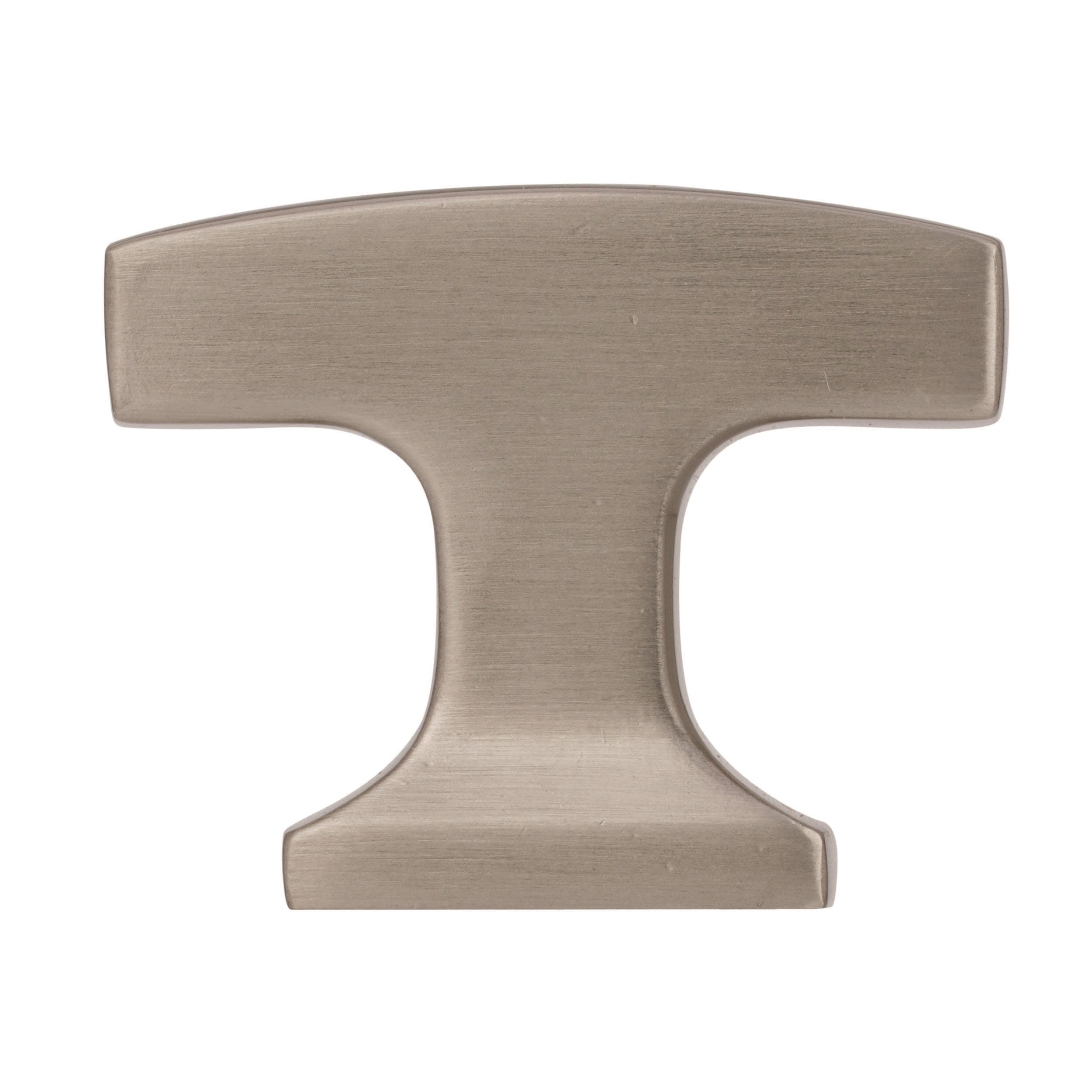 Brushed Nickel T-Handle Cabinet Knob with Mounting Hardware